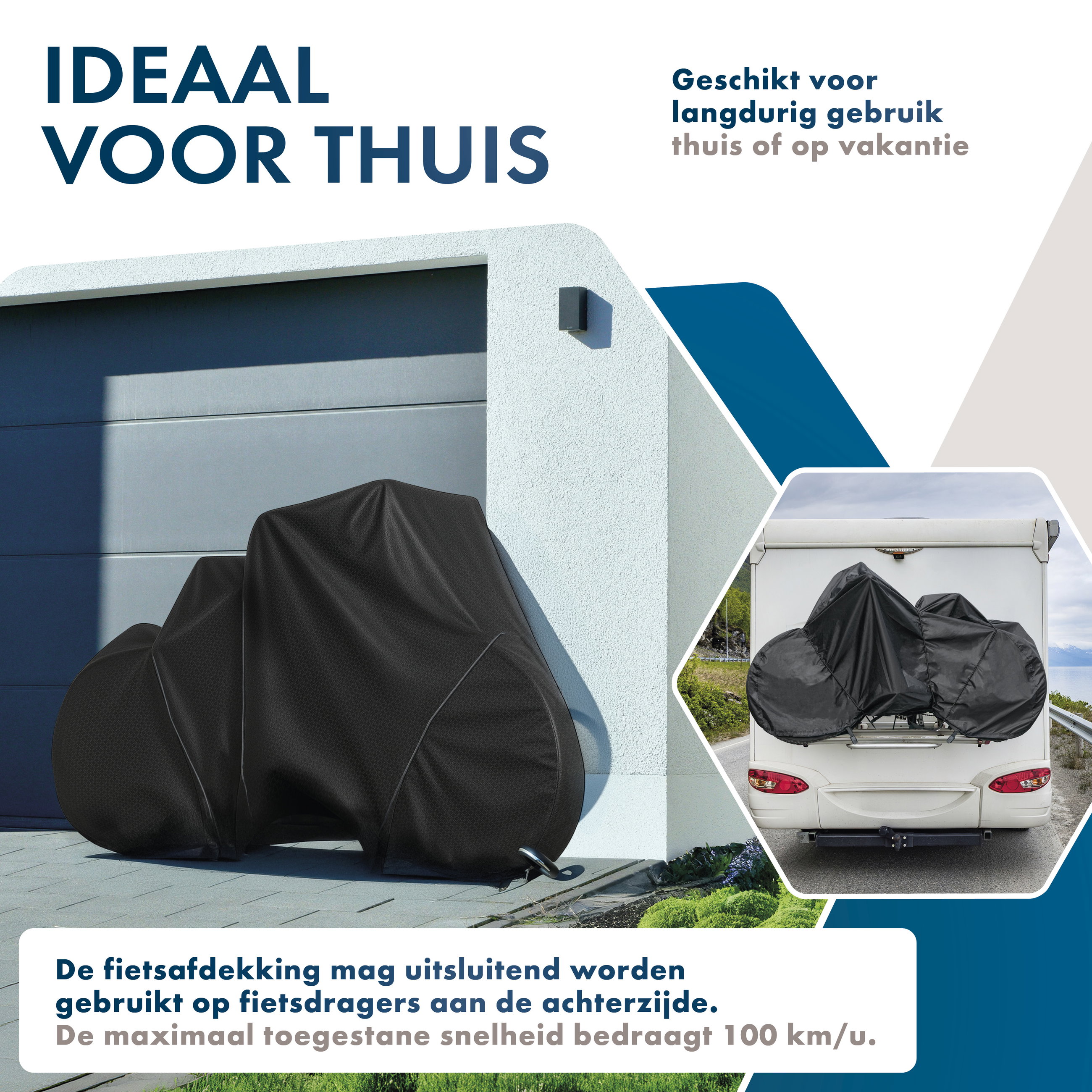 Fietshoes voor 2 fietsen, 100% waterdichte fietshoes voor fietsendragers, fietsenstalling incl. elastische banden en extra opbergtas