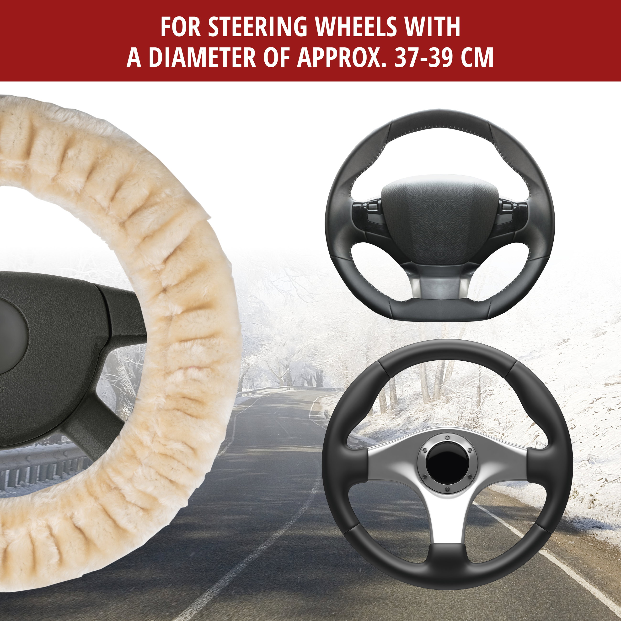 Teddy plush steering wheel cover, fluffy faux fur steering wheel cover, plush steering wheel protector beige
