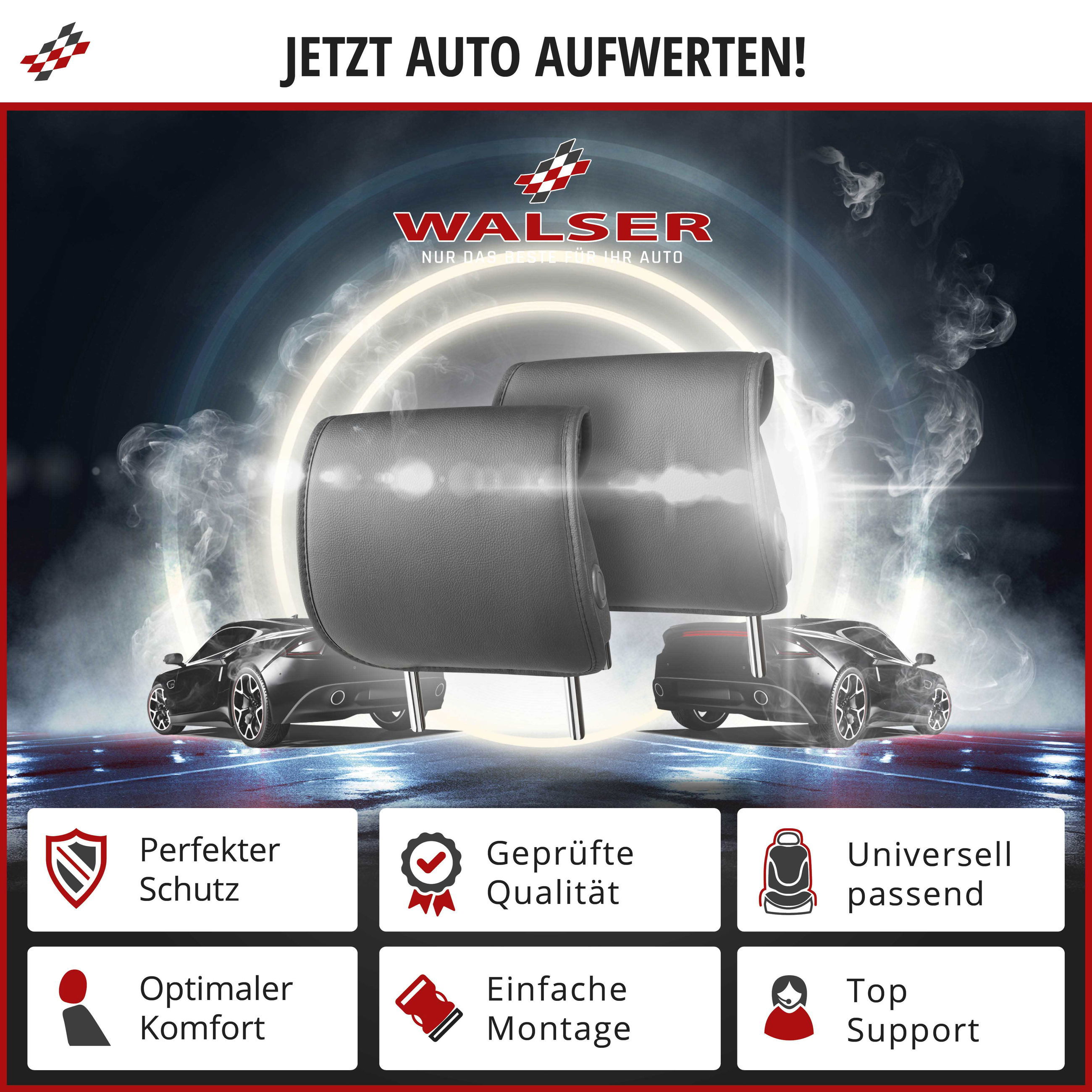 Kopfstützen, Autositz, Schwarz, Gummi, Sitzkissen