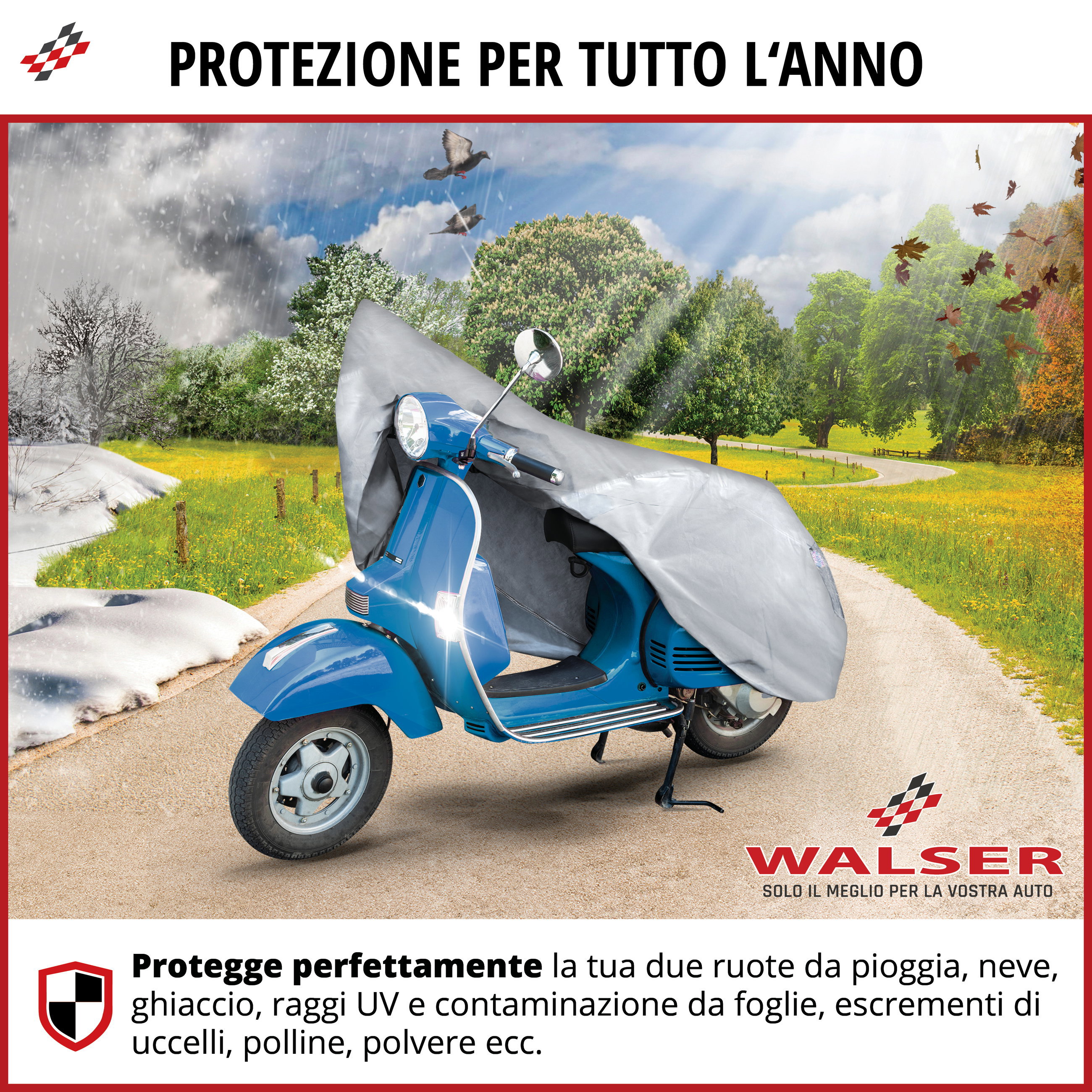 Telone per moto All Weather S, Telone Vespa, Garage per moto impermeabile - 185x90x110 cm argento