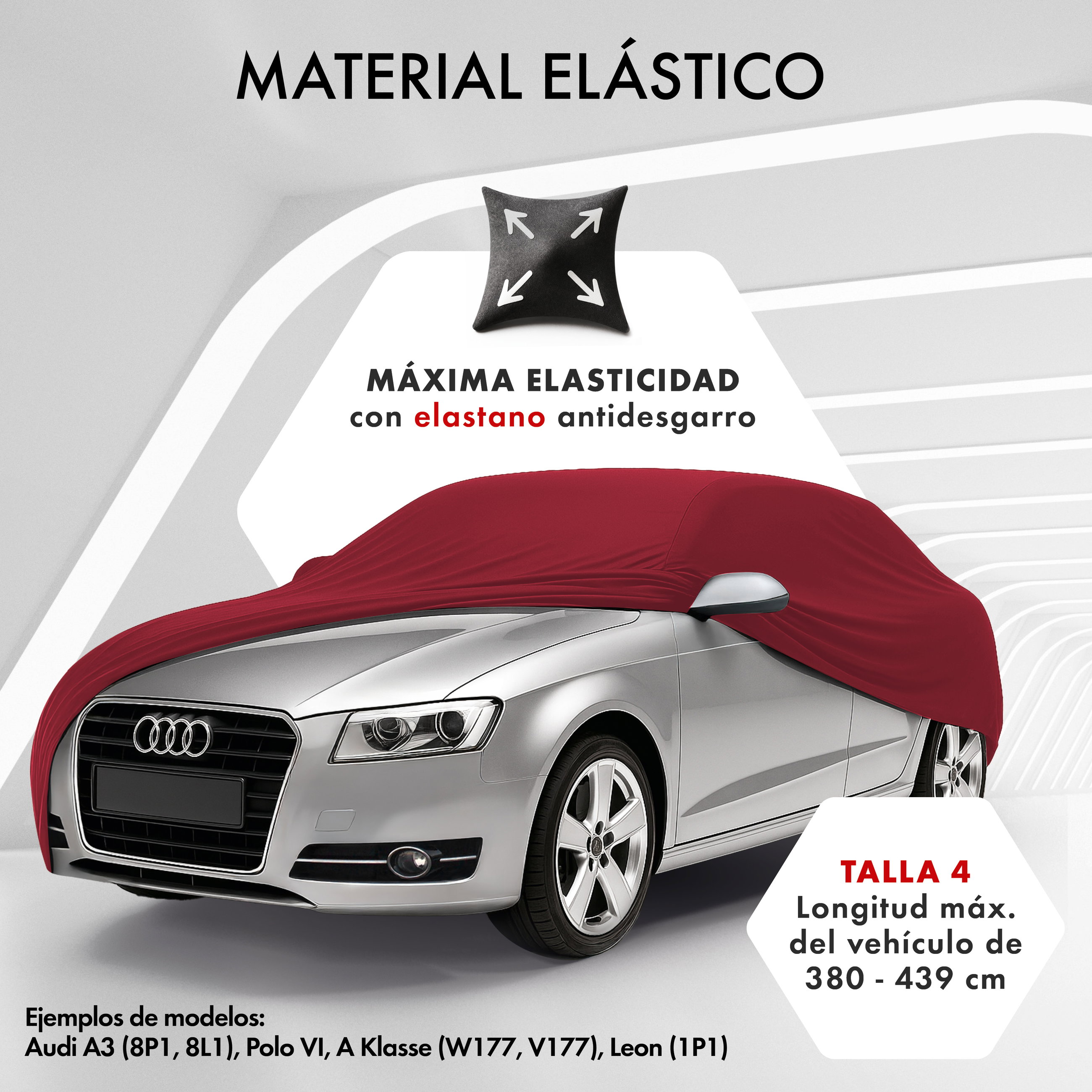 Funda de coche interior Stretch Plus, cubierta protectora de coche talla 4 familiar rojo