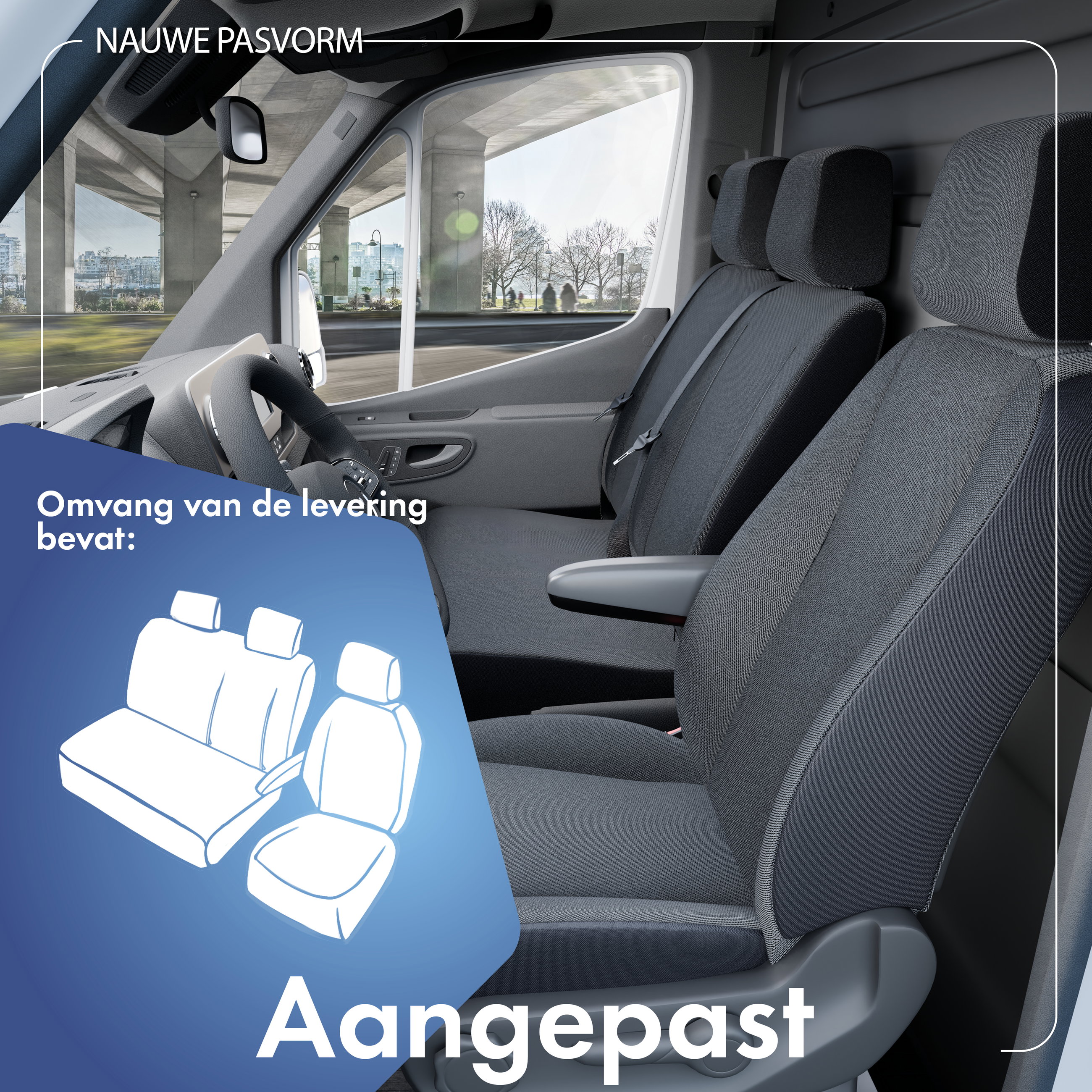 Autostoelhoes Transporter Fit van stof antraciet geschikt voor Citroen Jumper II, Fiat Ducato, Peugeot Boxer, 1 enkele zitplaats voor (met armleuning)