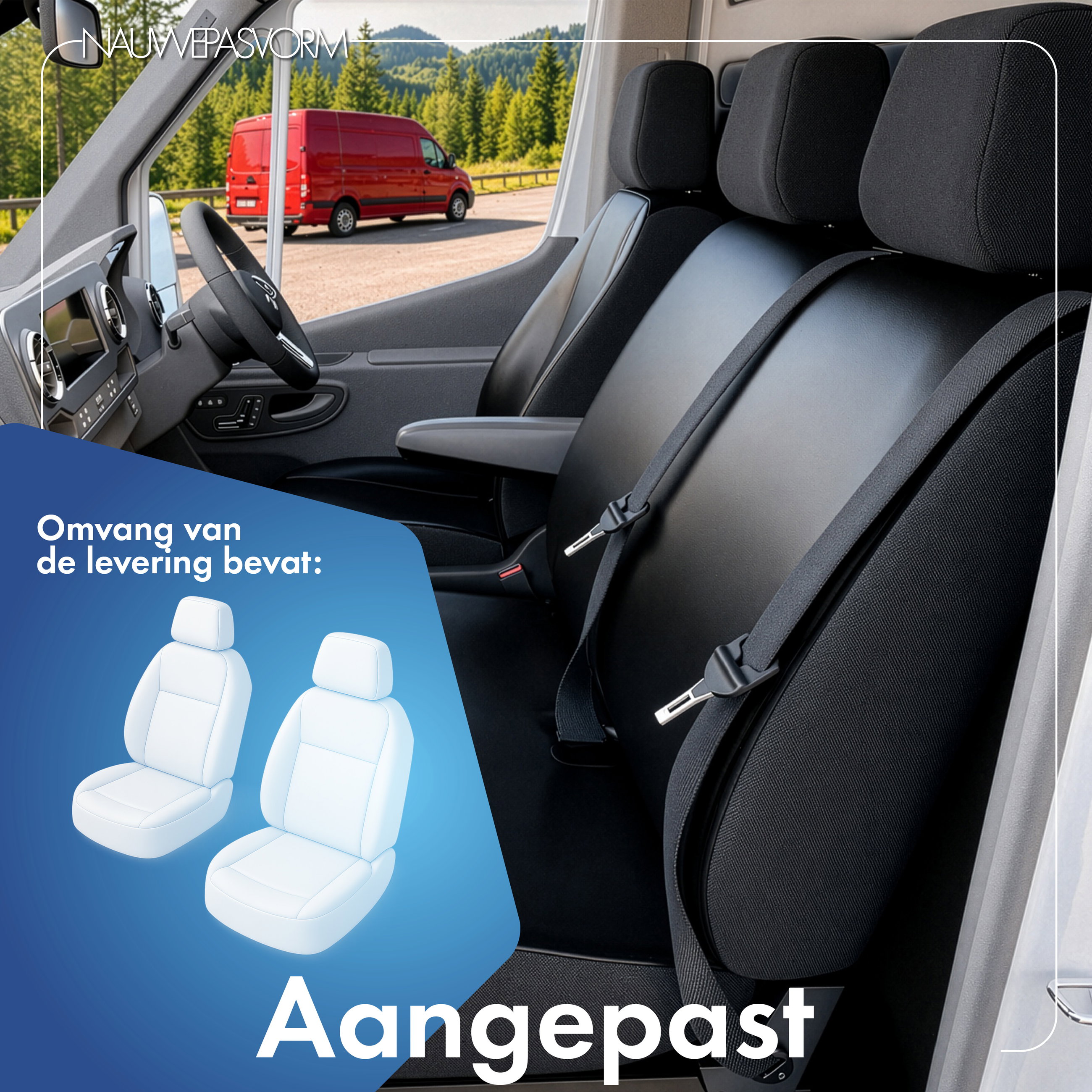 Autostoelhoes Transporter Fit Kunstleer antraciet geschikt voor Mercedes-Benz Citan W415, 2 Enkele zetele front