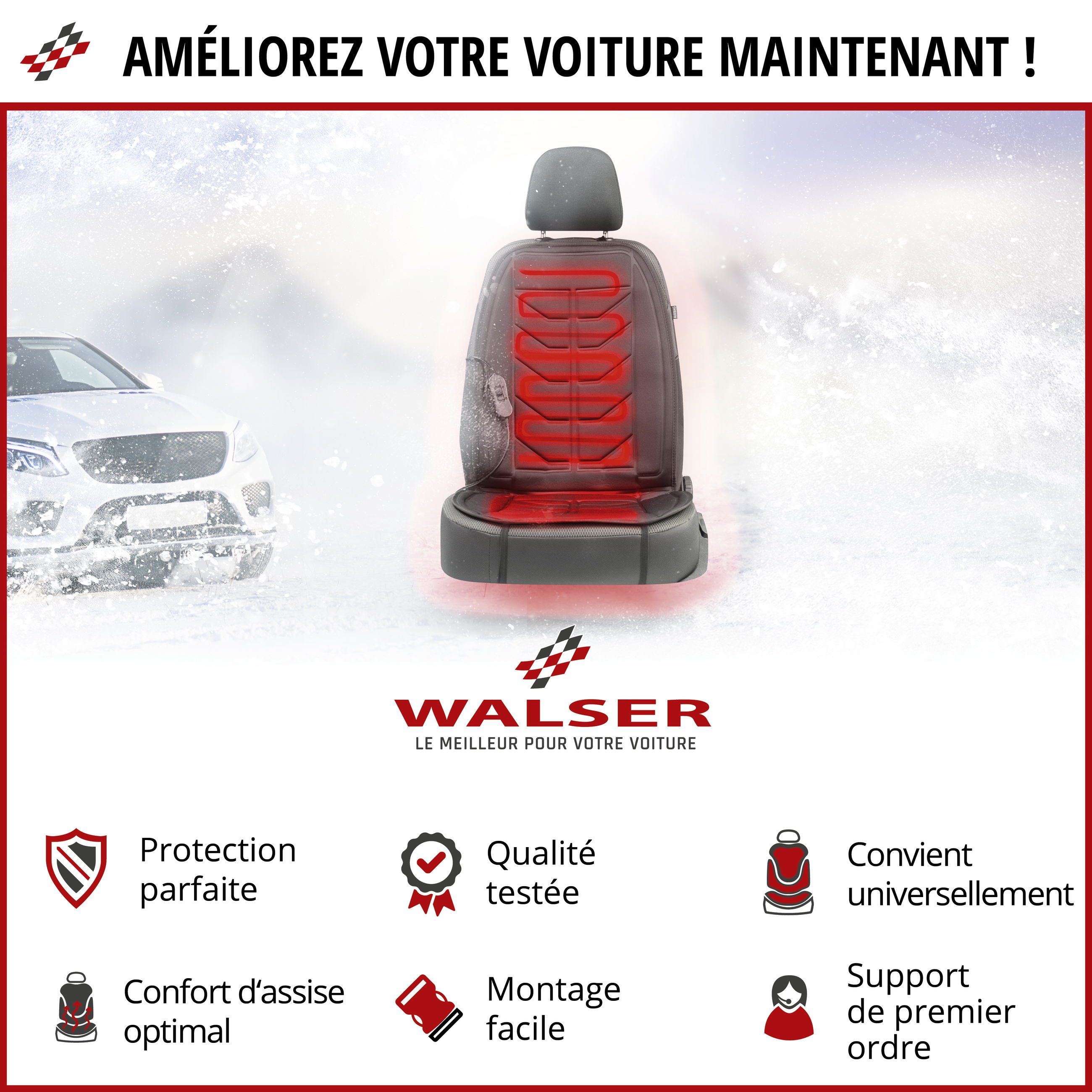 Werbung, Plakat, Auto, Transport, Fahrzeug, Autositze, Sitzeinlage, Rot, Kälte/Schnee, Gurtunterstützung