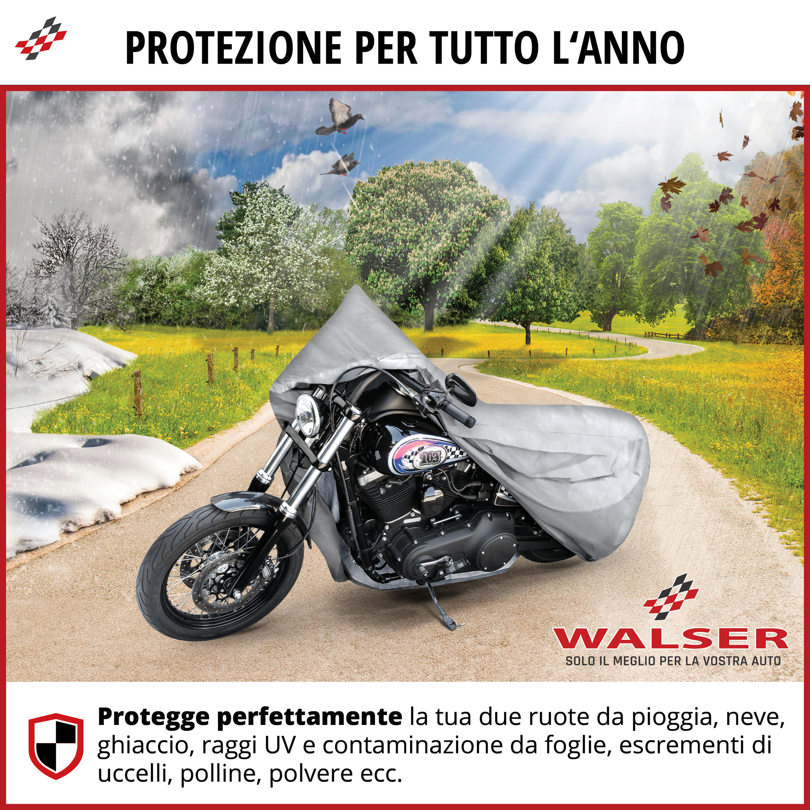 Telone per moto All Weather L, Telone per moto, Garage per moto impermeabile - 250x100x130 cm argento