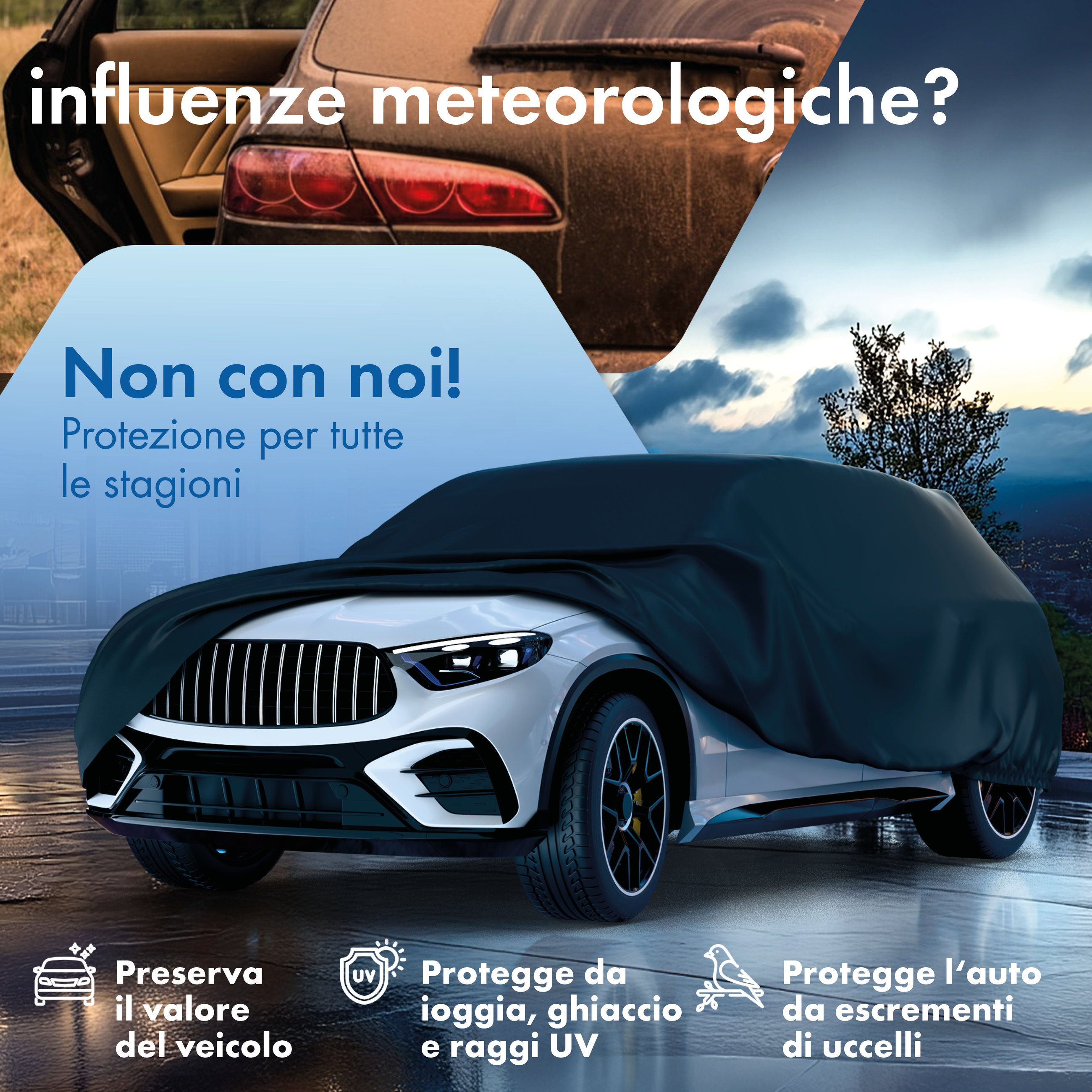 Telo Copriauto All Weather, telone per auto completo Misura 7 SUV/VAN nero