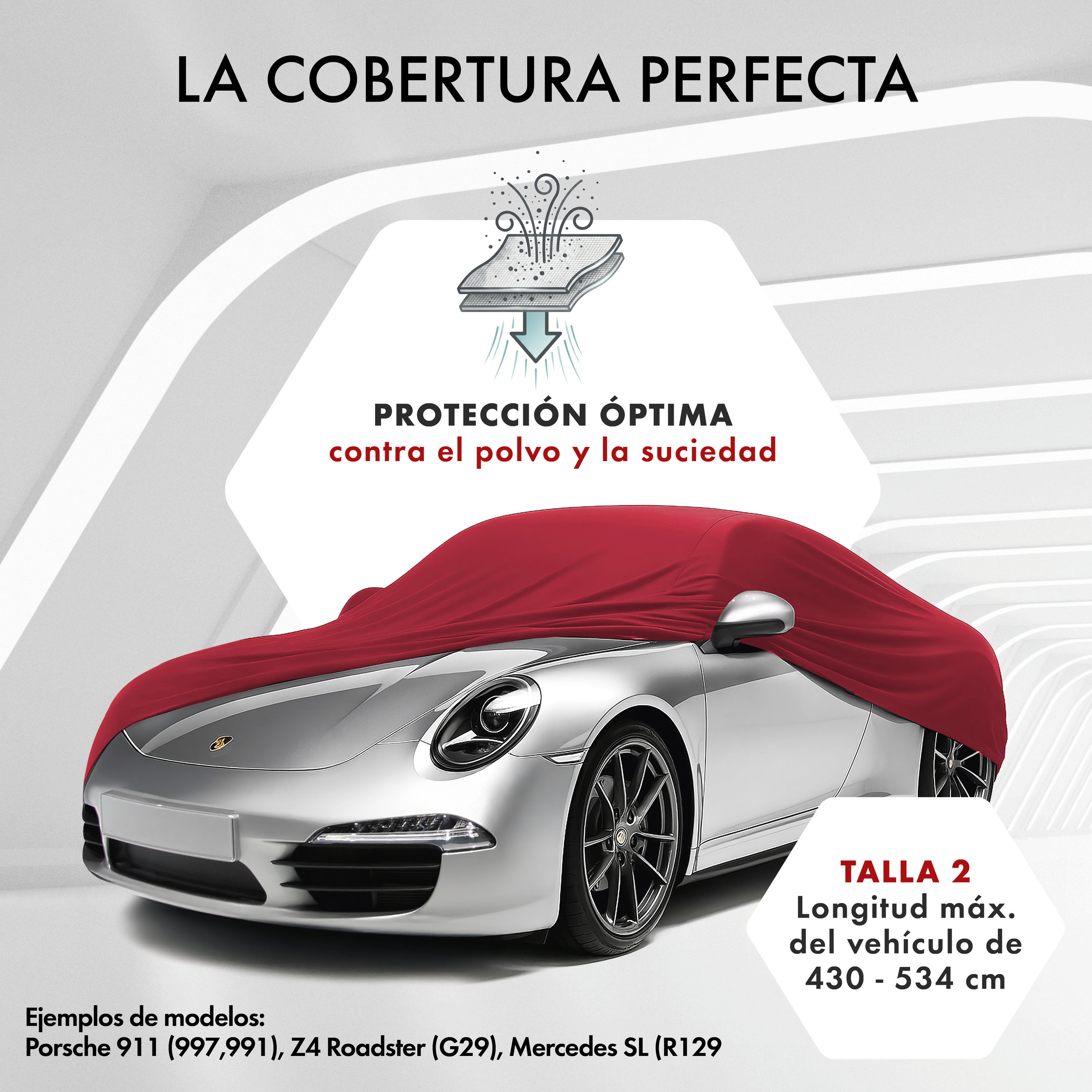 Funda de coche interior Stretch, cubierta protectora de coche talla 2 coche rojo