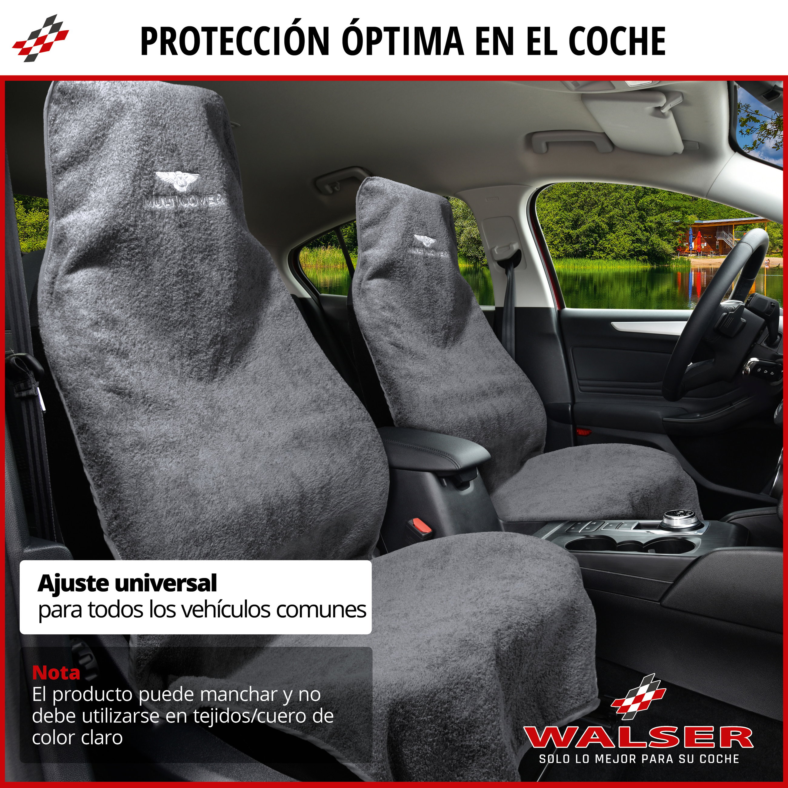 Coche-protector de asiento Multicover, coche-cojín de asiento lavable gris, 1 pieza