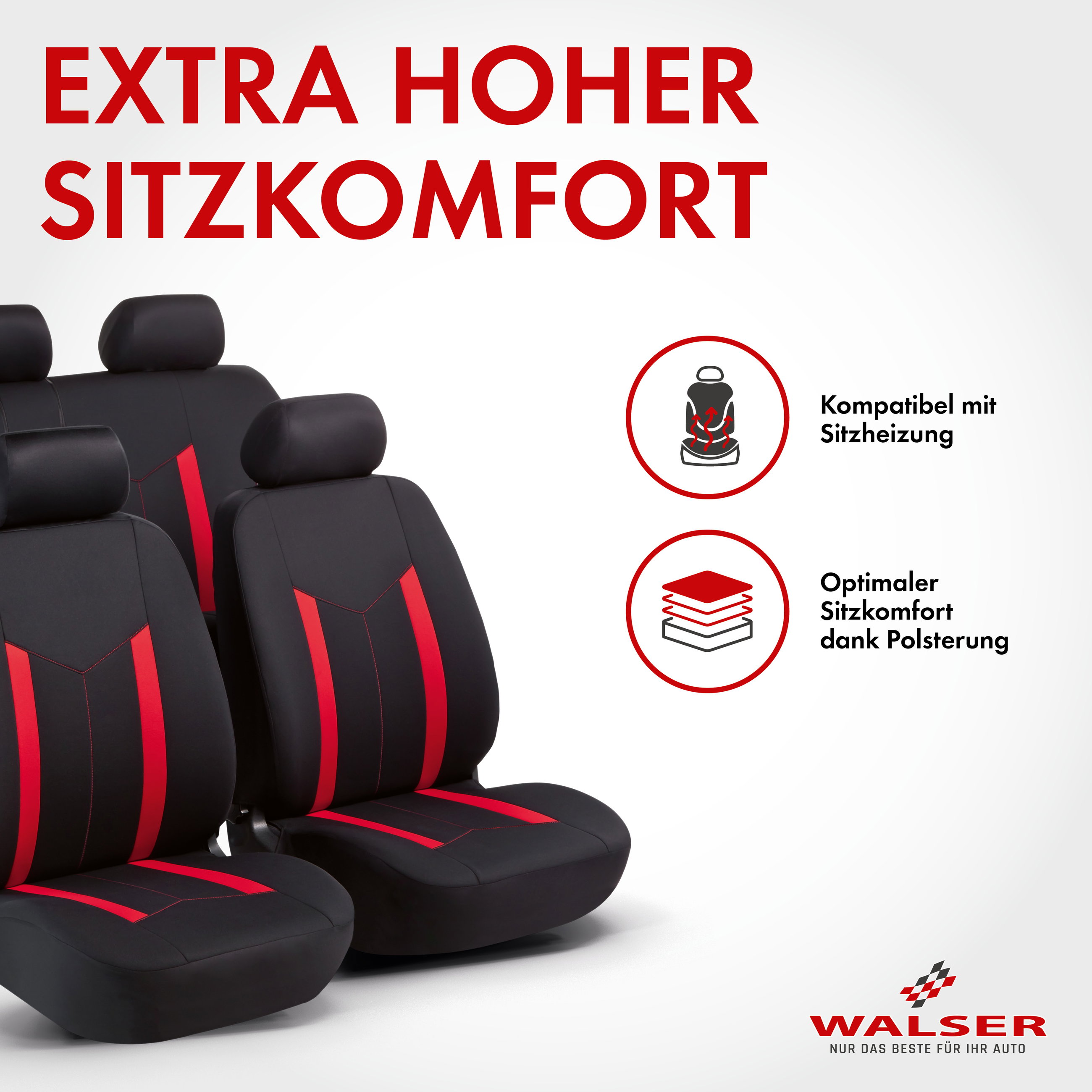 Autositzbezug Hastings, PKW-Schonbezüge Komplettset schwarz/rot