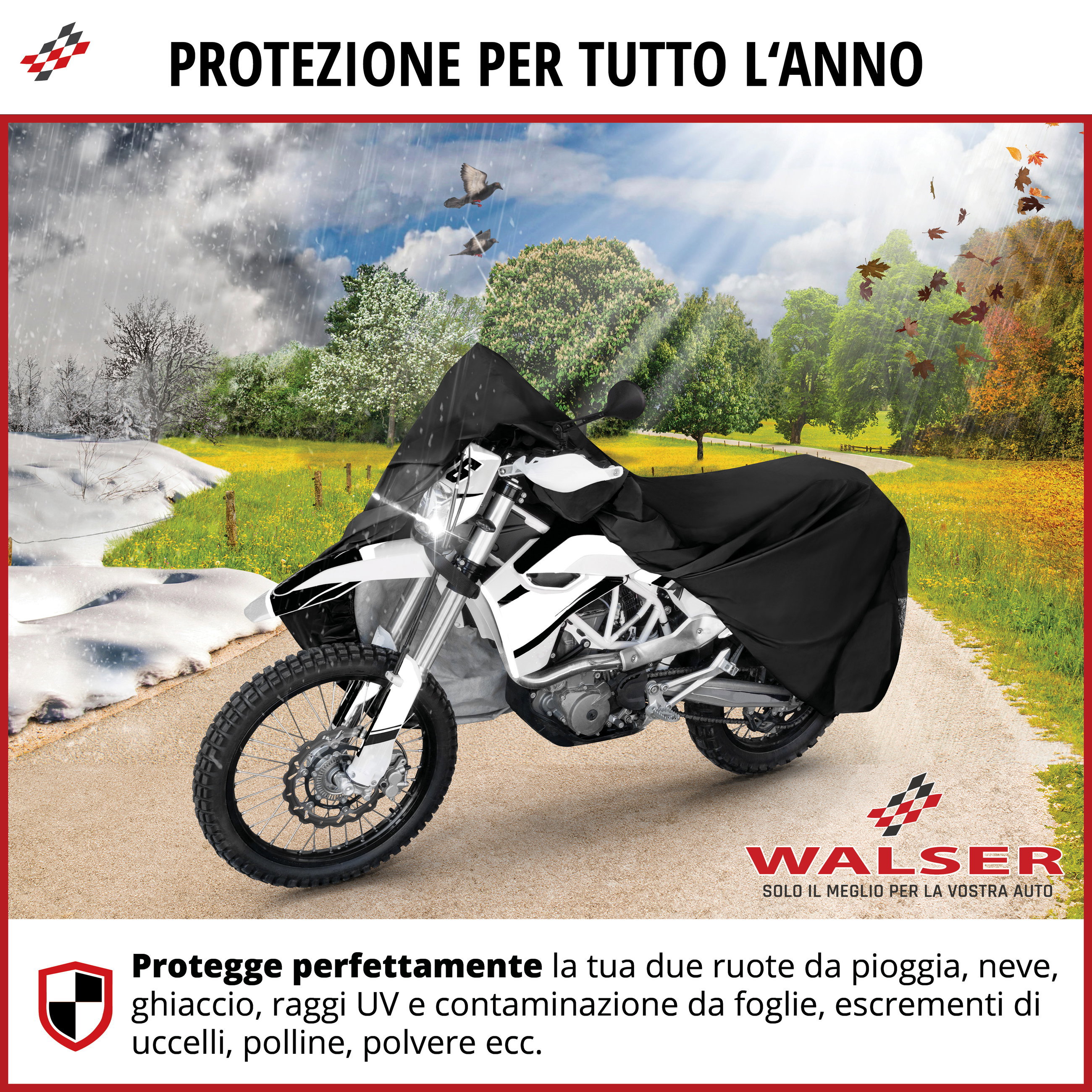 Telone per moto All Weather XL, Telone per moto, Garage per moto impermeabile - 255x110x135 cm nero
