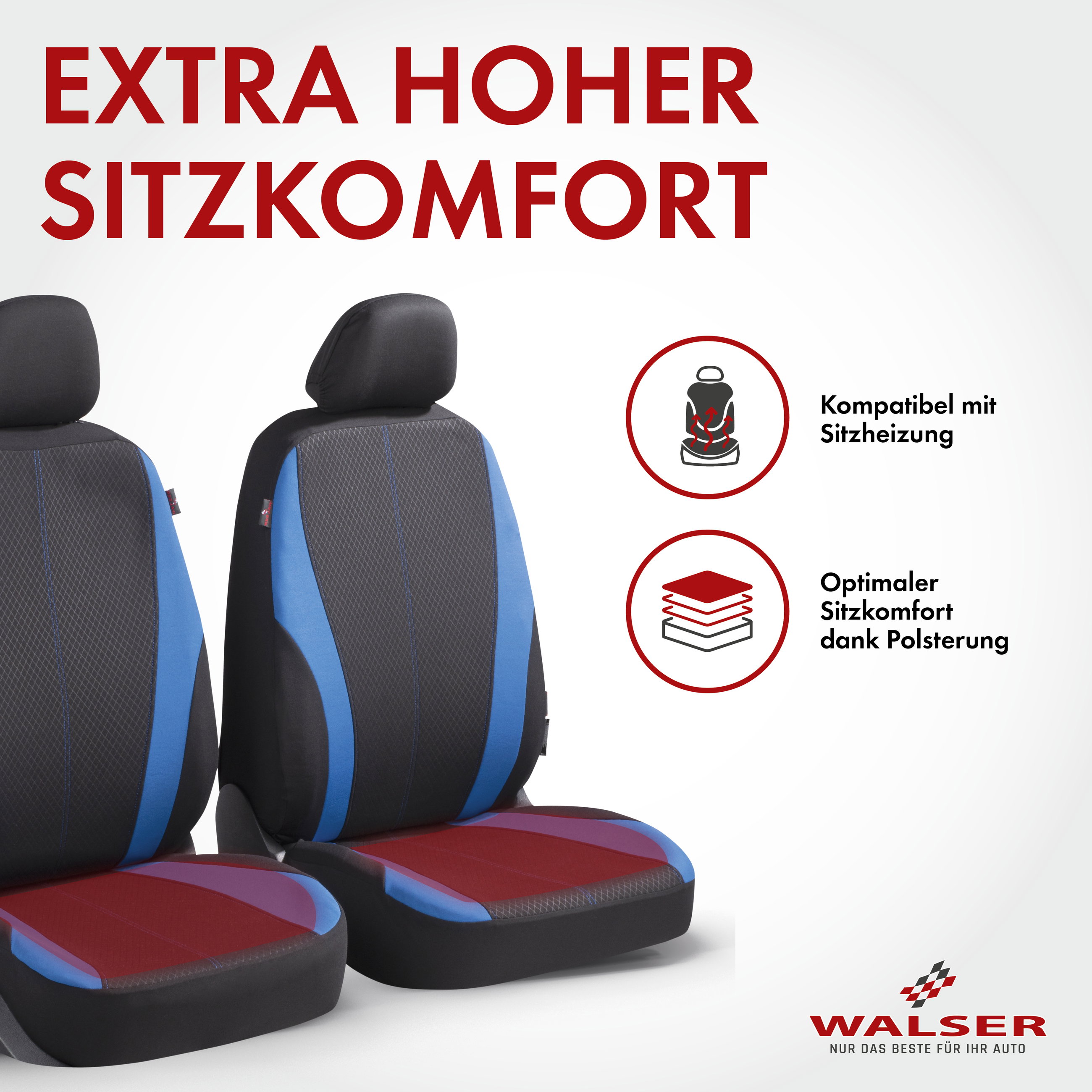 Autositzbezug ZIPP-IT Dundee, PKW-Schonbezüge für 2 Vordersitze mit Reißverschluss-System schwarz/grau