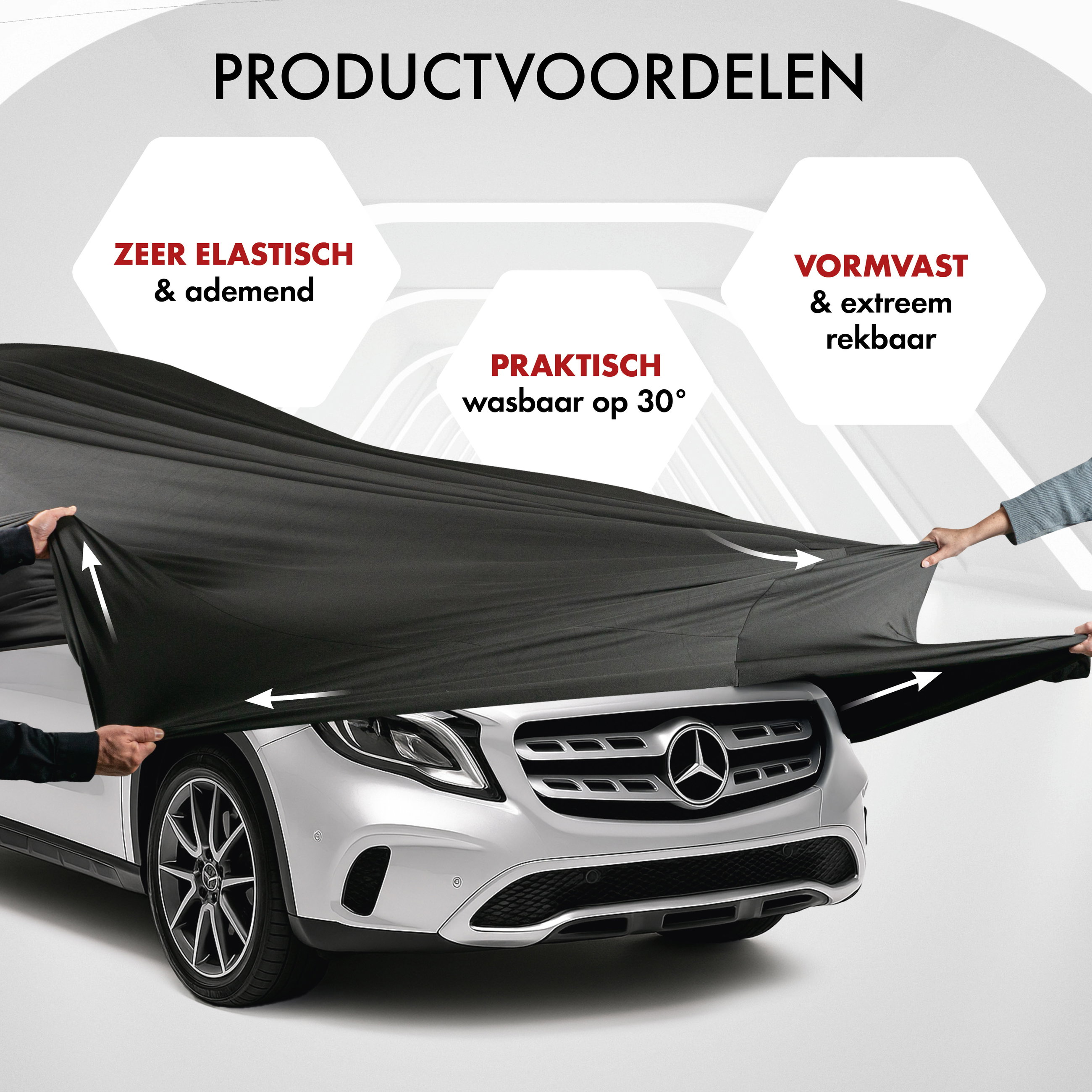 Overtrek Indoor Stretch Maat 8 SUV/VAN zwart
