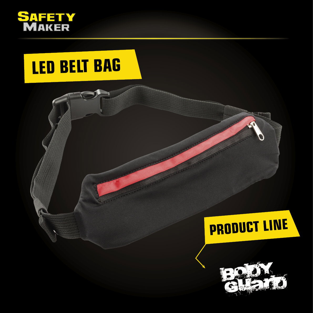 Pochette de ceinture LED noir rouge
