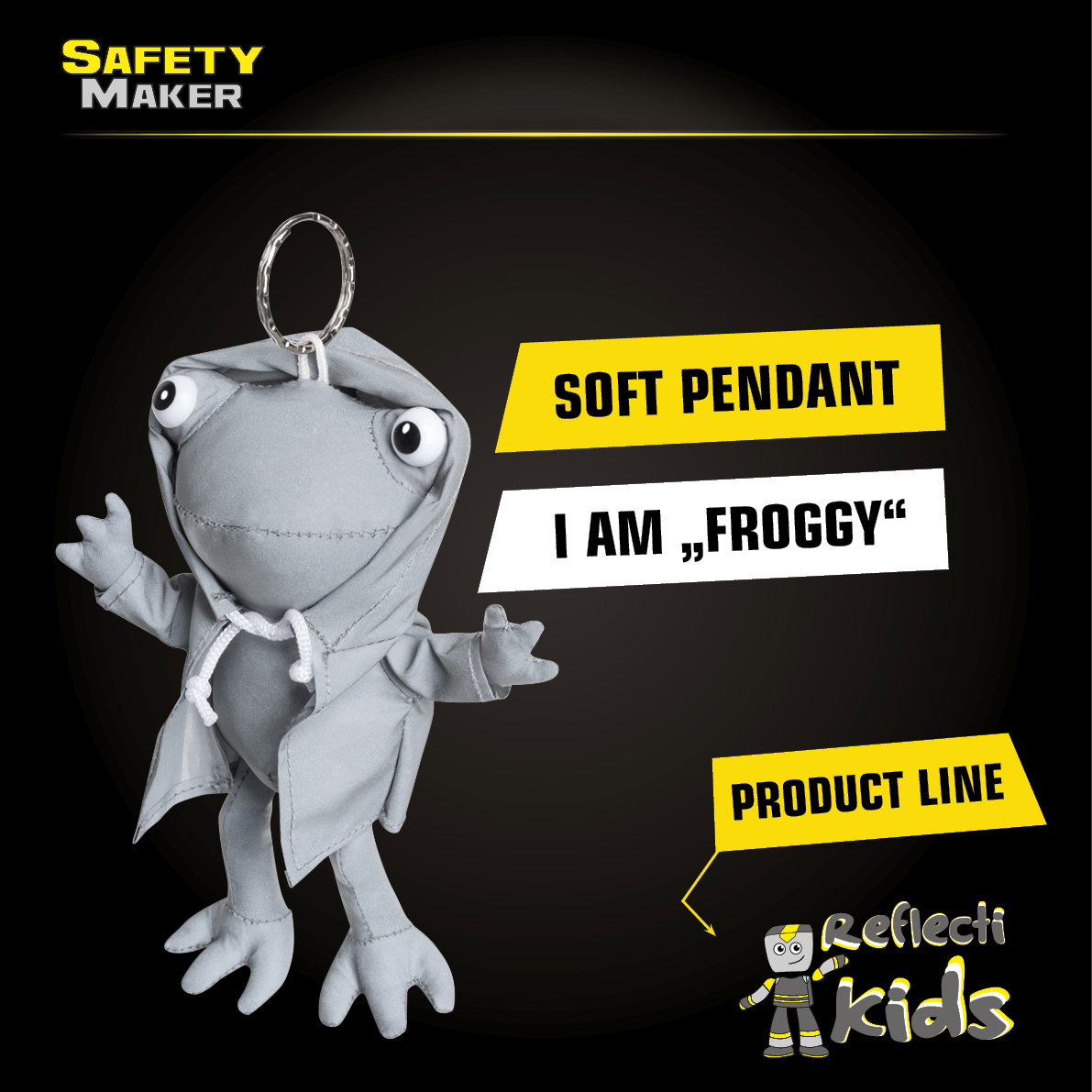 Pendentif souple Safety Maker Pendentif argent réfléchissant Froggy