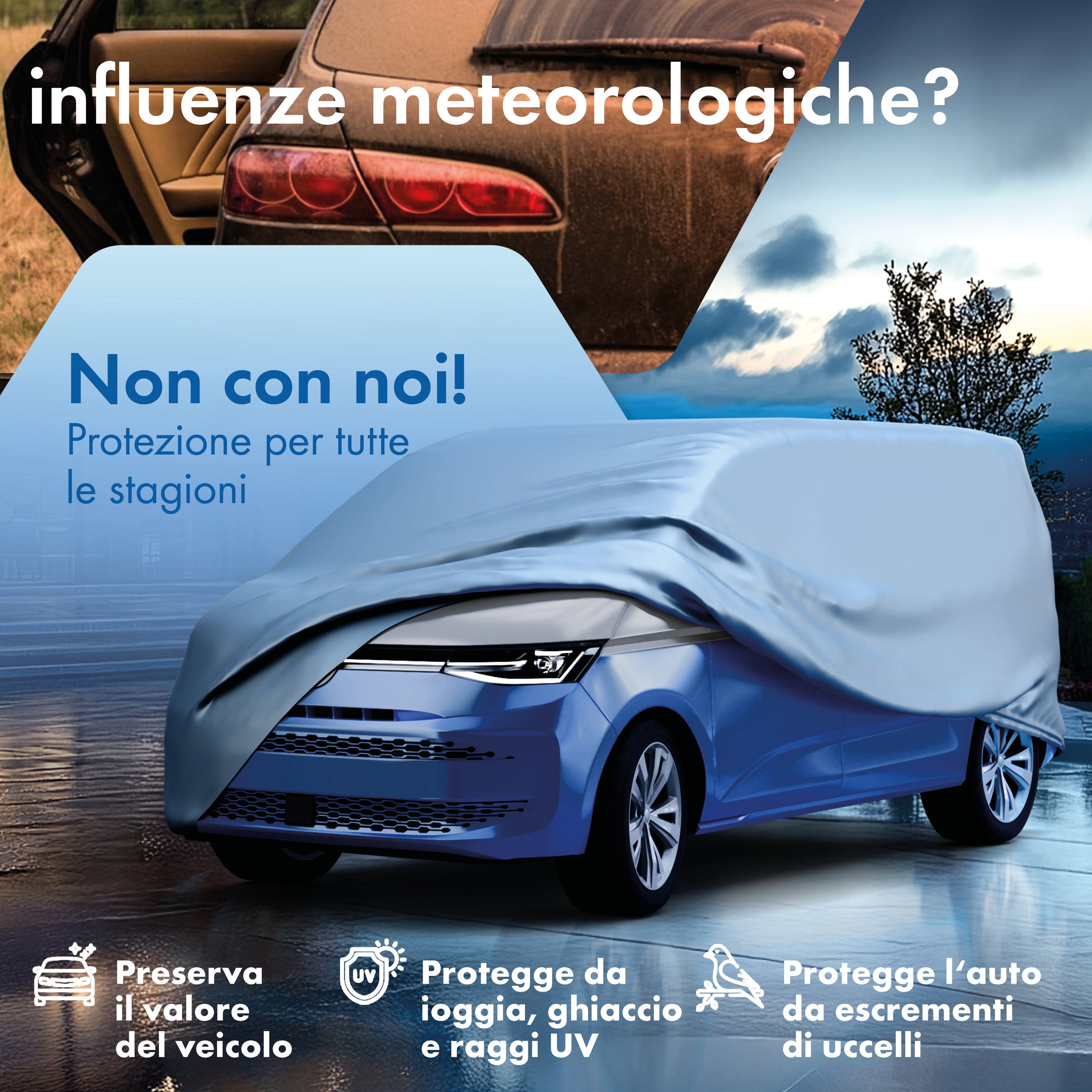 Telo Copriauto All Weather, Telone per autobus Misura 12 argento