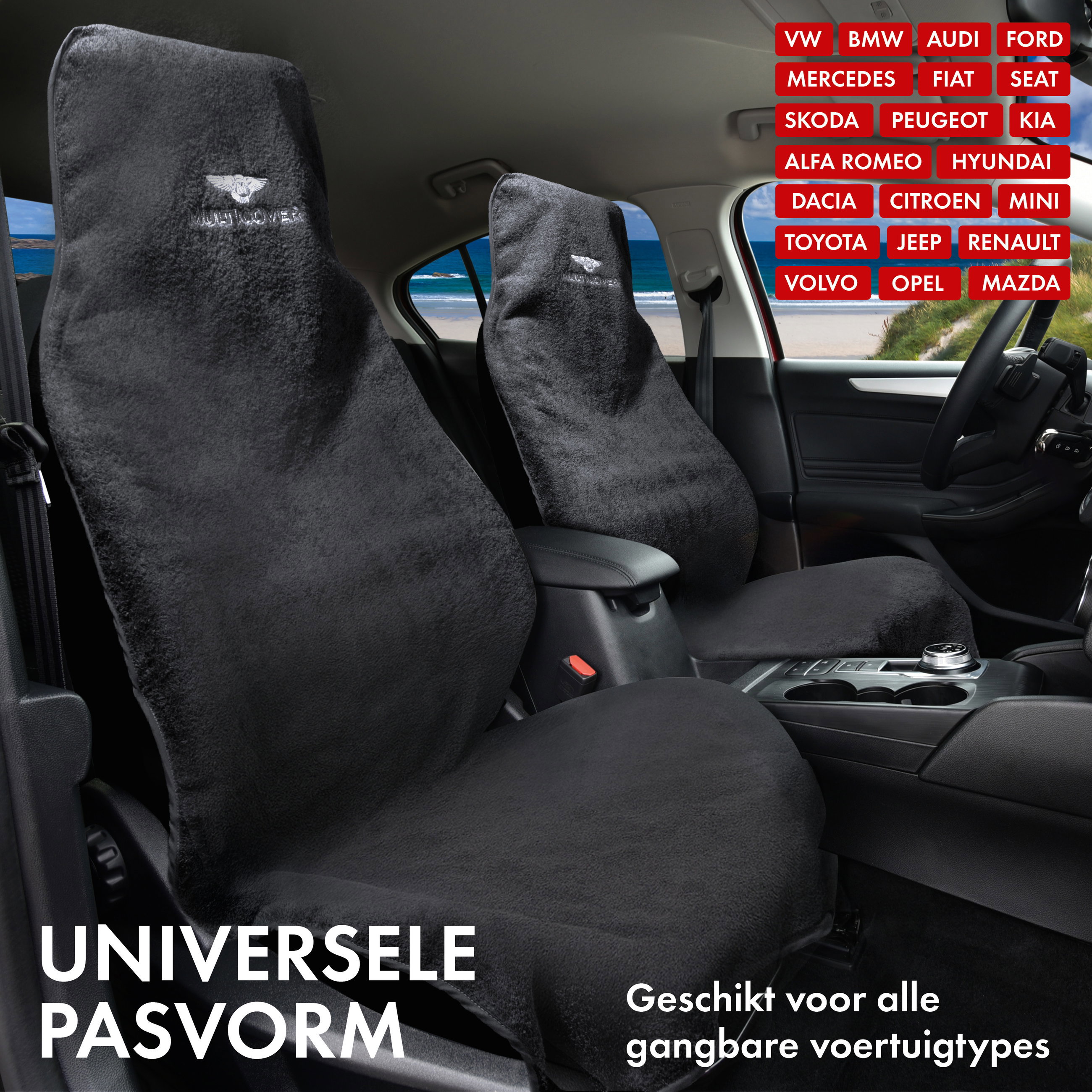 Stoelkussen  Multicover zwart, 1 stuk