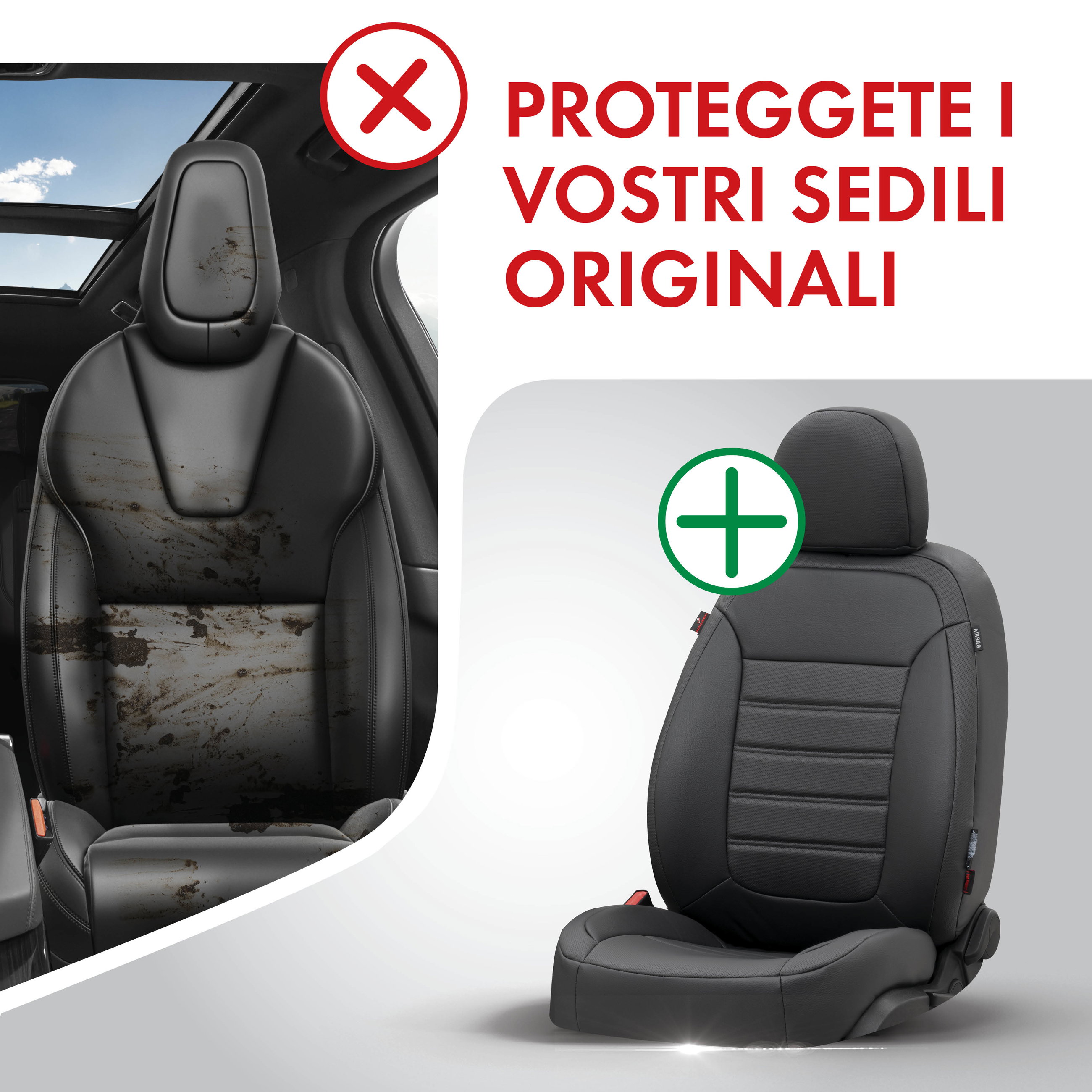 Coprisedili Robusto per VW Golf 6 Trendline 10/2008 - 02/2014-Oggi, 2 coprisedili singoli per sedili normali
