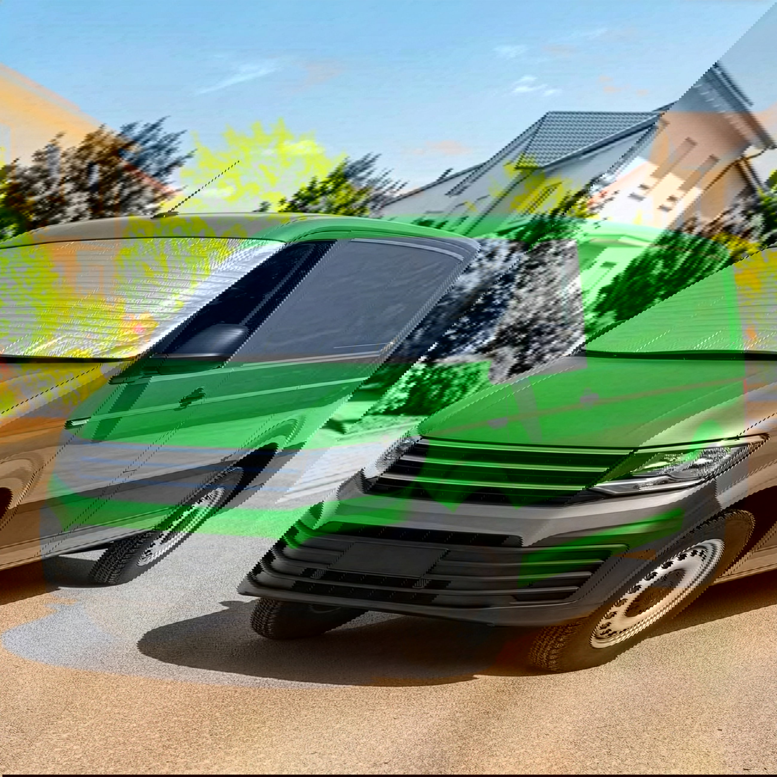 Kleintransporter, Vorderseite, Grüner Wagen, Lieferwagen, Kühlfolie?