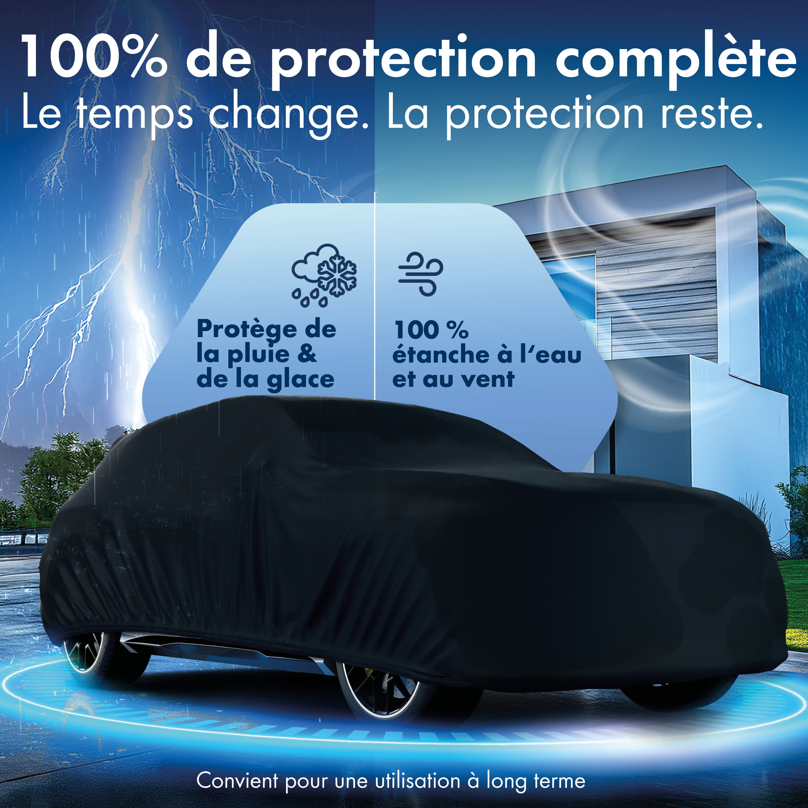 Housse de voiture All Weather, bâche de voiture garage complet taille 7 SUV/VAN noir
