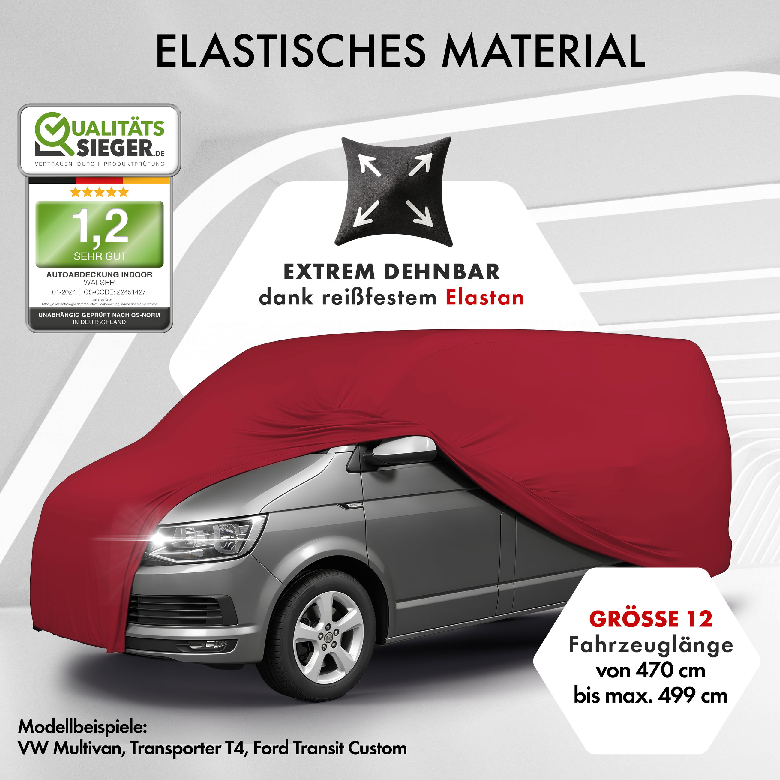 Bache de protection Indoor Stretch Plus, bache pour utilitaire/bus Taille 12 Bus rouge