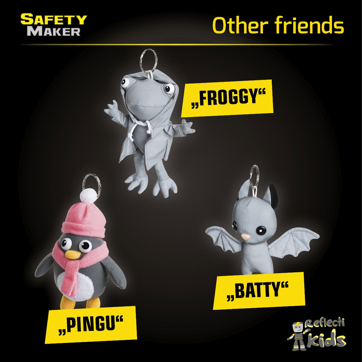 Pendentif souple Safety Maker Pendentif argent réfléchissant Froggy