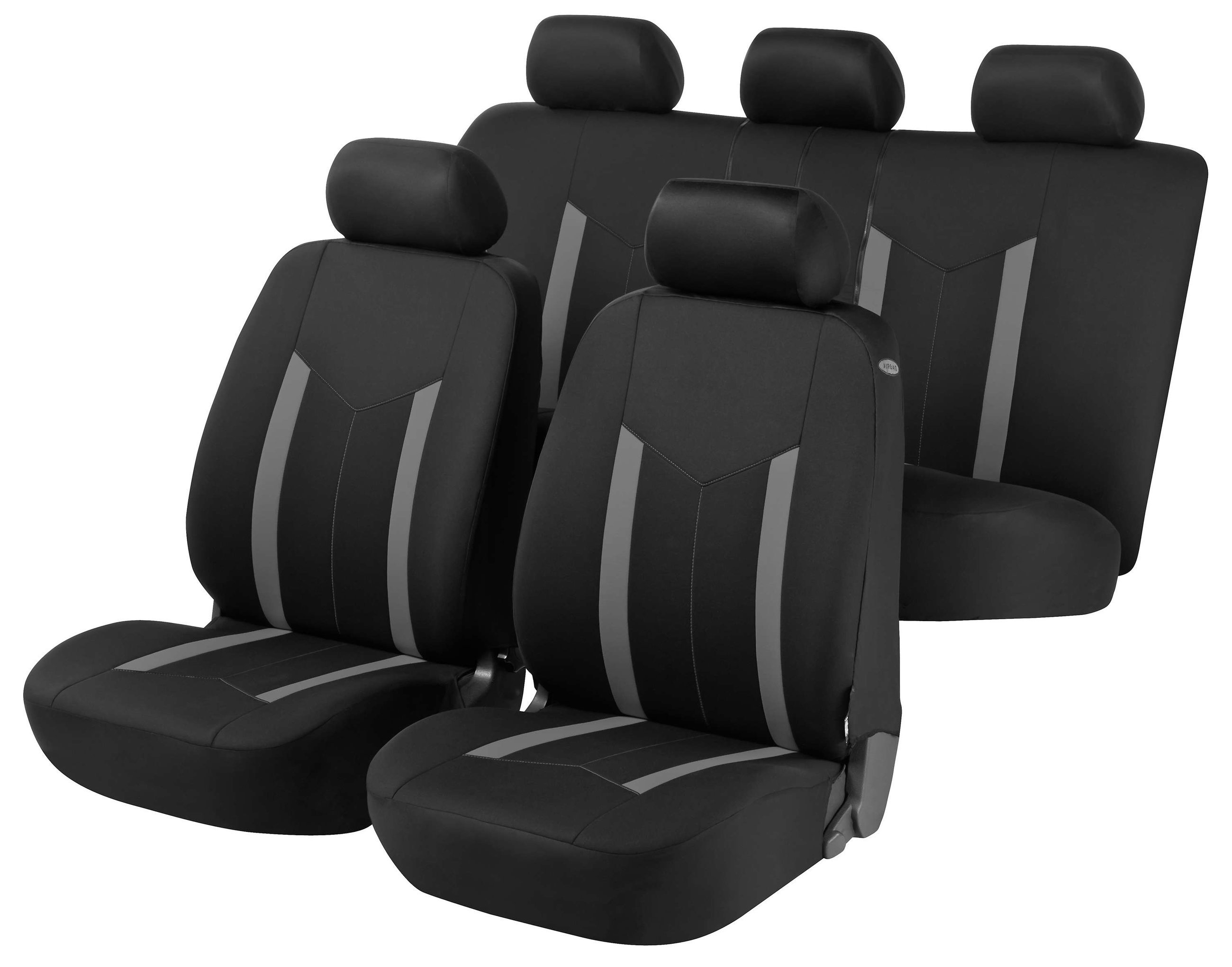 Auto stoelbeschermer Hastings, Autostoelhoes, set, 2 stoelbeschermer voor voorstoel, 1 stoelbeschermer voor achterbank zwart/grijs