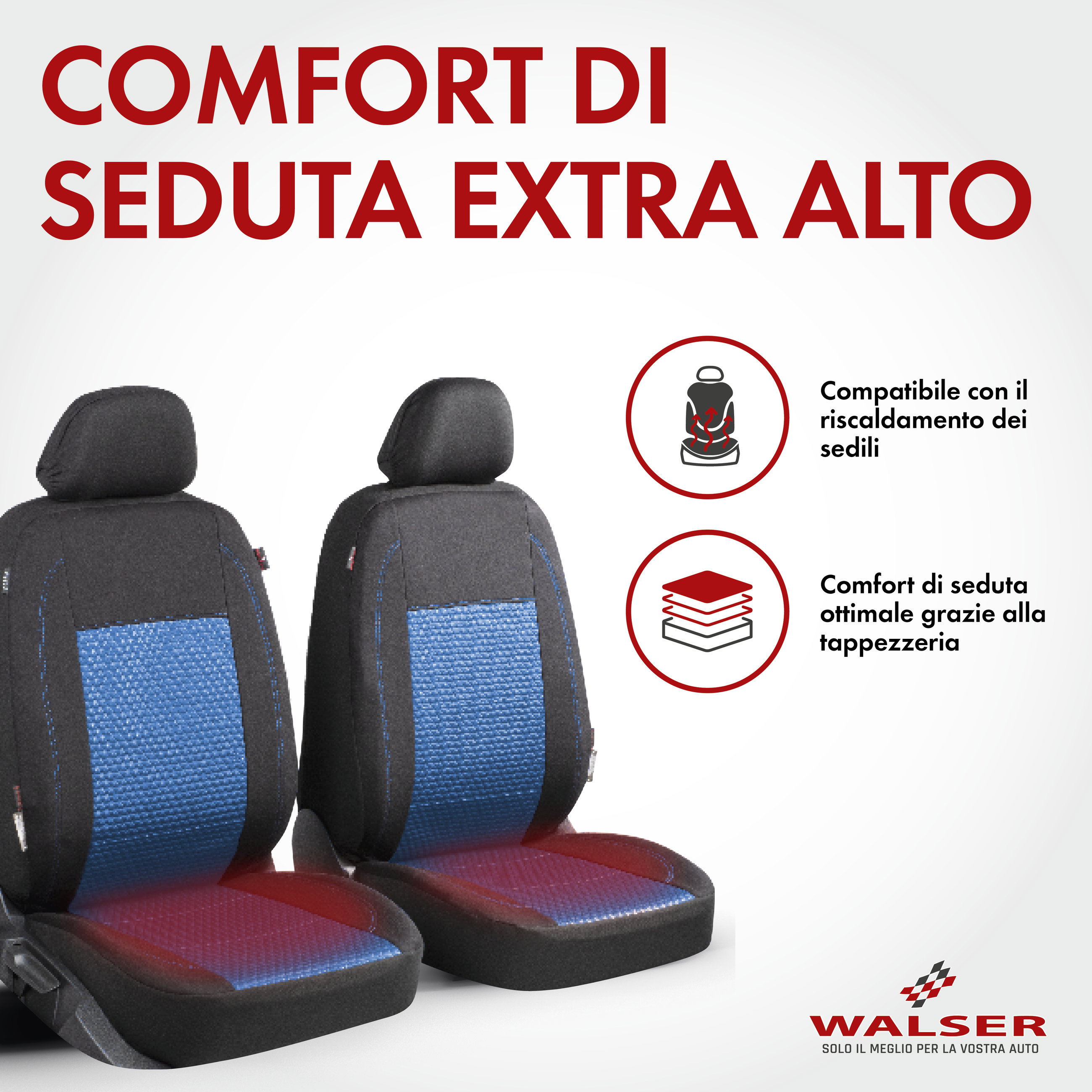 ZIPP IT Premium Coprisedili Avignon set completo con sistema di chiusura lampo nero/blu