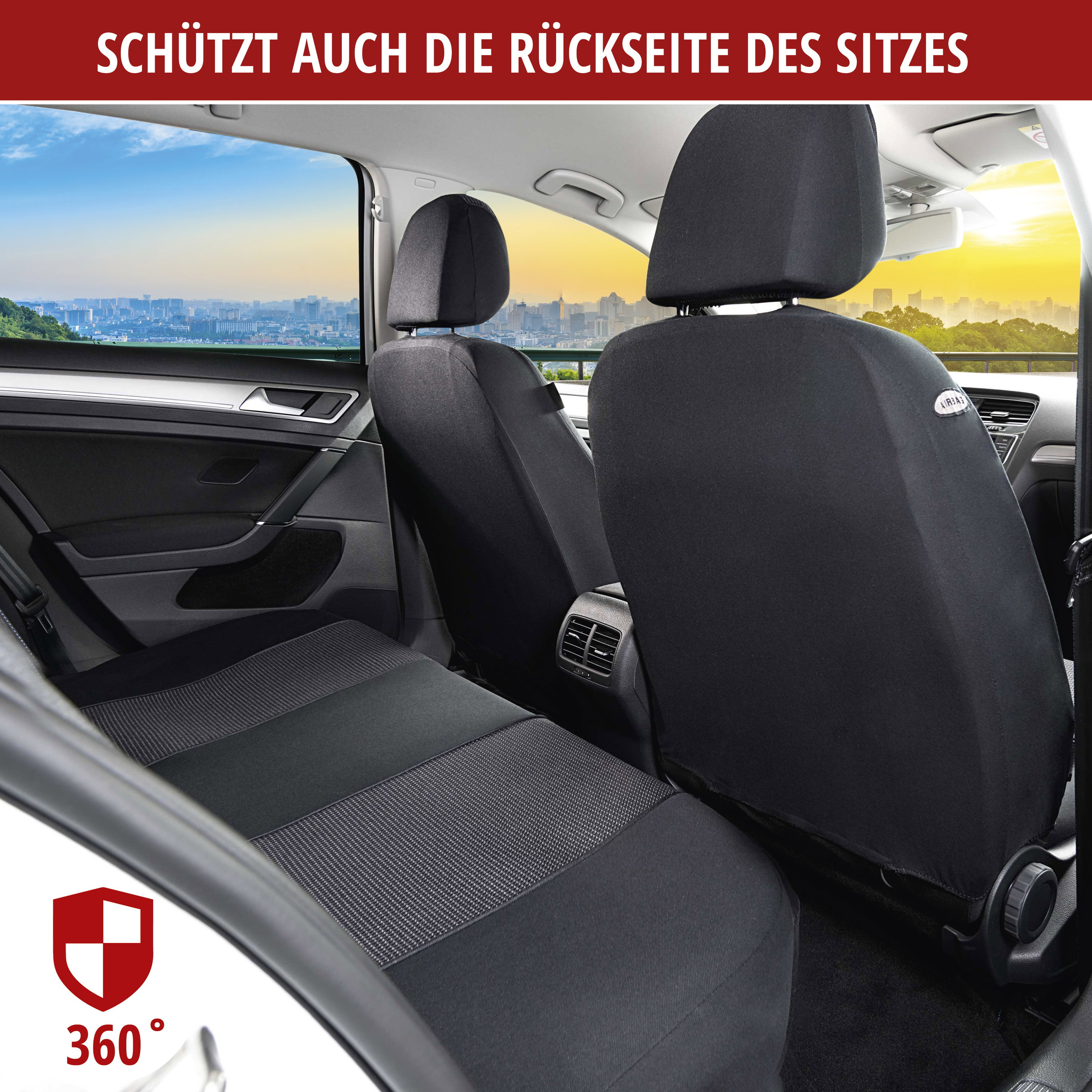 Autositzbezug Pineto, PKW-Schonbezüge Komplettset schwarz/grau