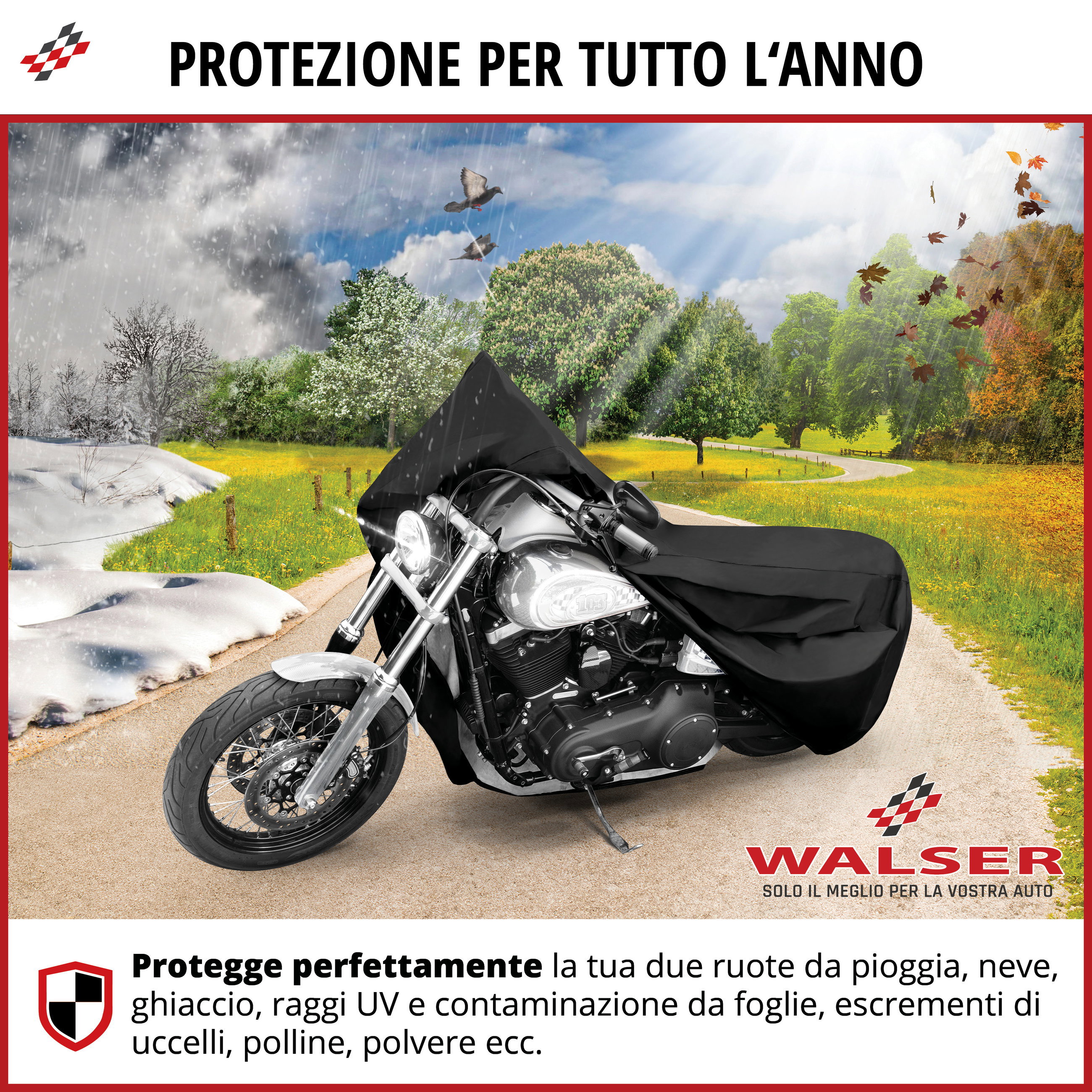 Telone per moto All Weather L, Telone per moto, Garage per moto impermeabile - 250x100x130 cm nero