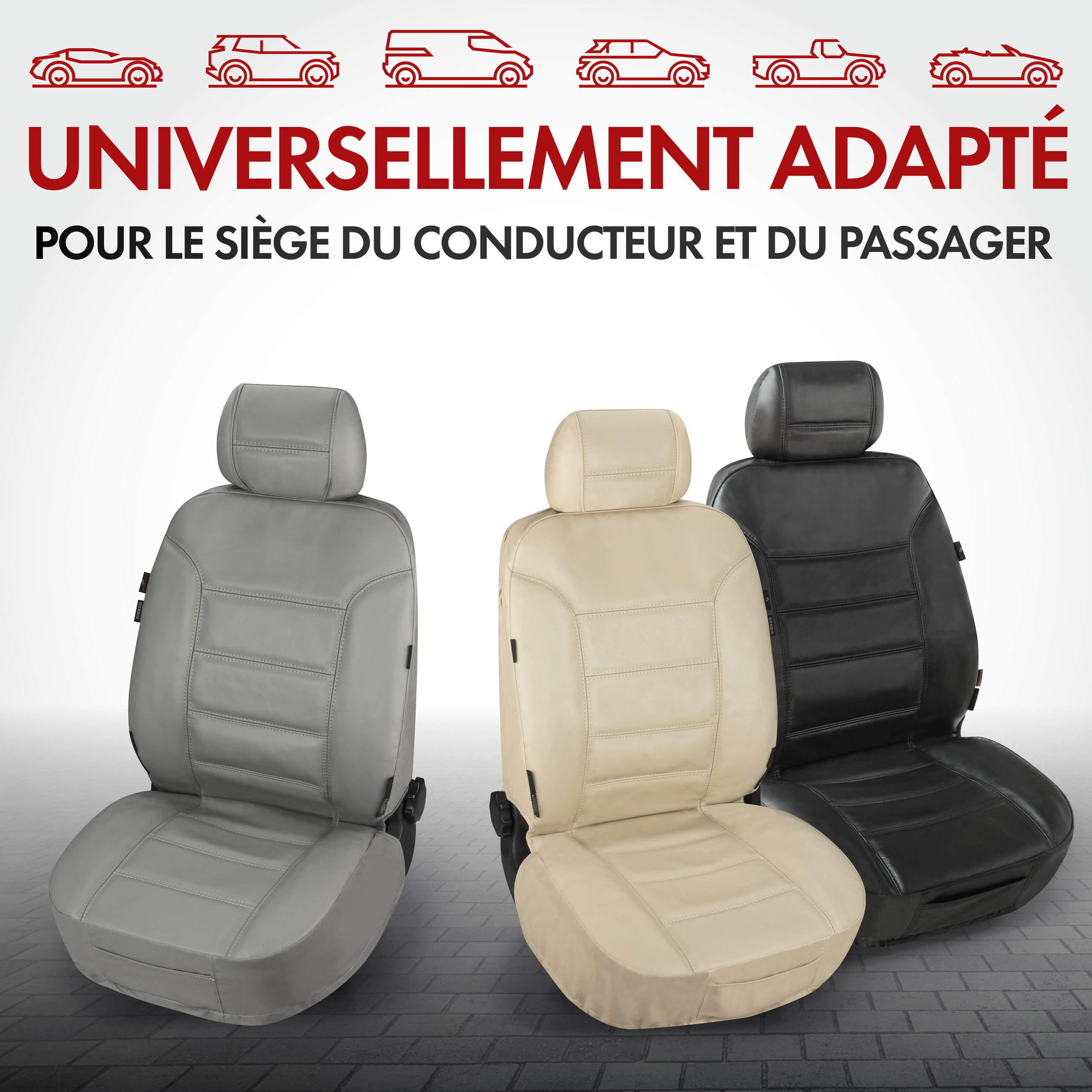 Housse de siège Billy en cuir véritable beige ZIPP-IT, 1 pièce