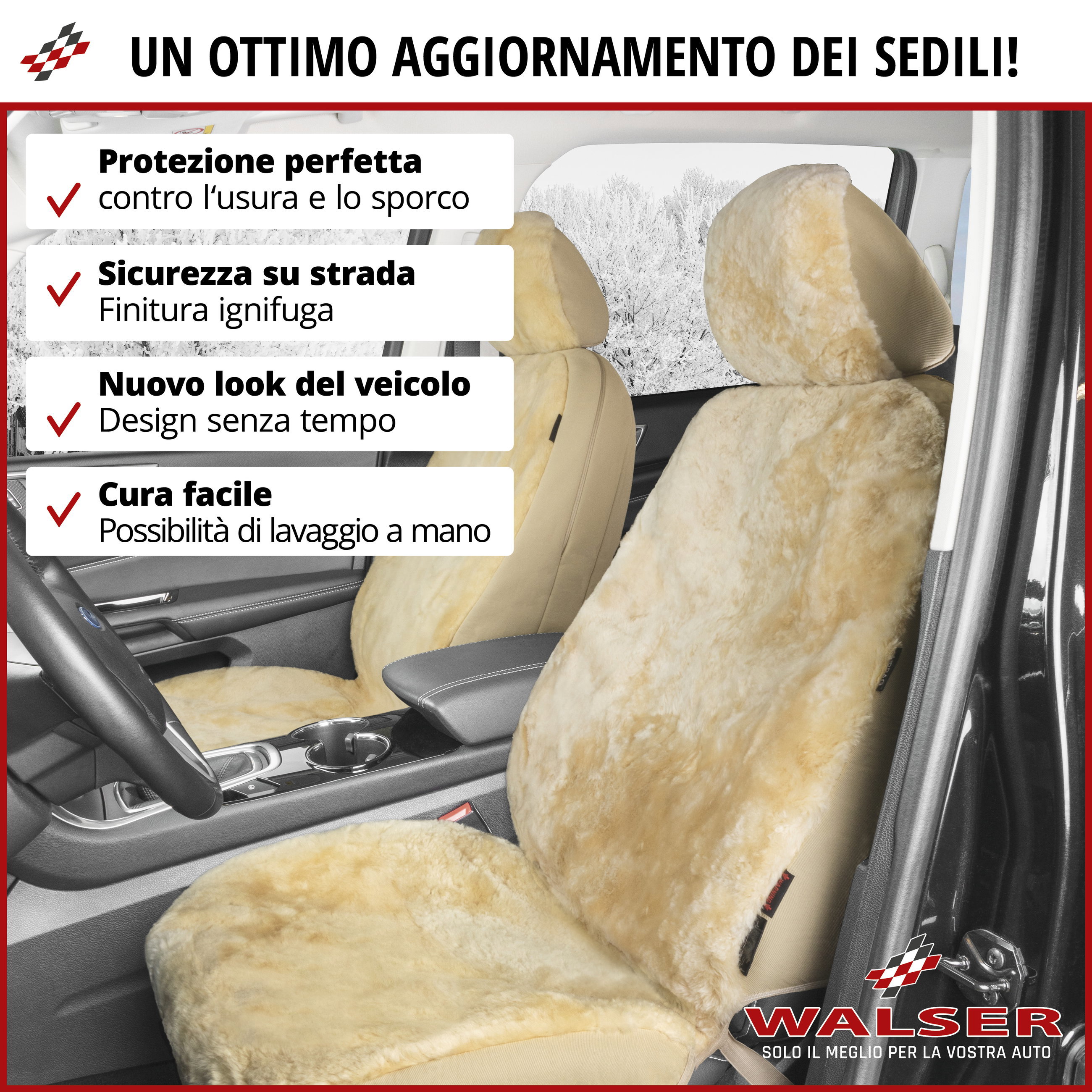 Coprisedili auto Iva in pelle d'agnello beige con ZIPP IT System, 1 pezzo