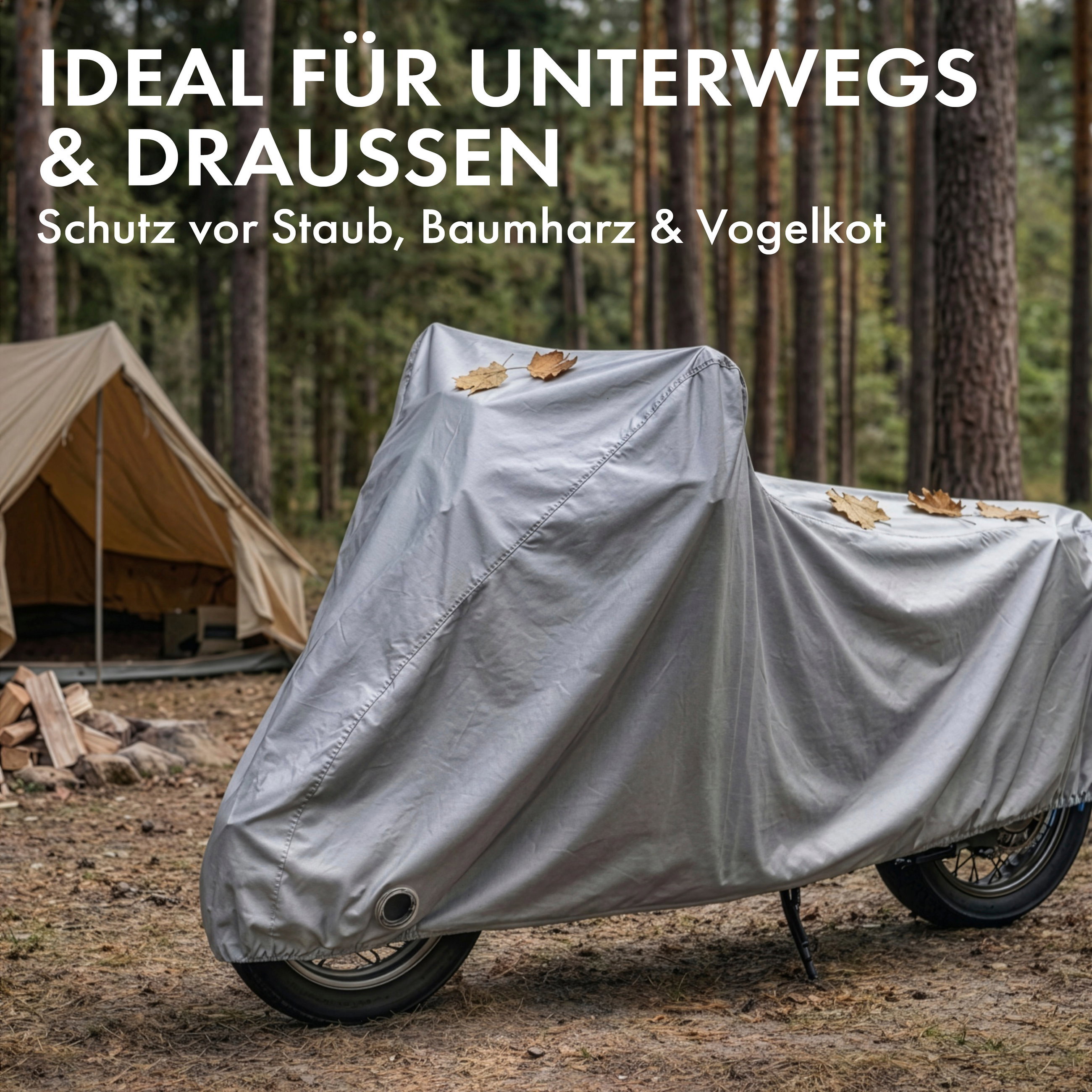 Motorrad Abdeckplane All Weather L, Motorrad Abdeckplane, Motorrad-Garage wasserdicht - 250x100x130 cm silber