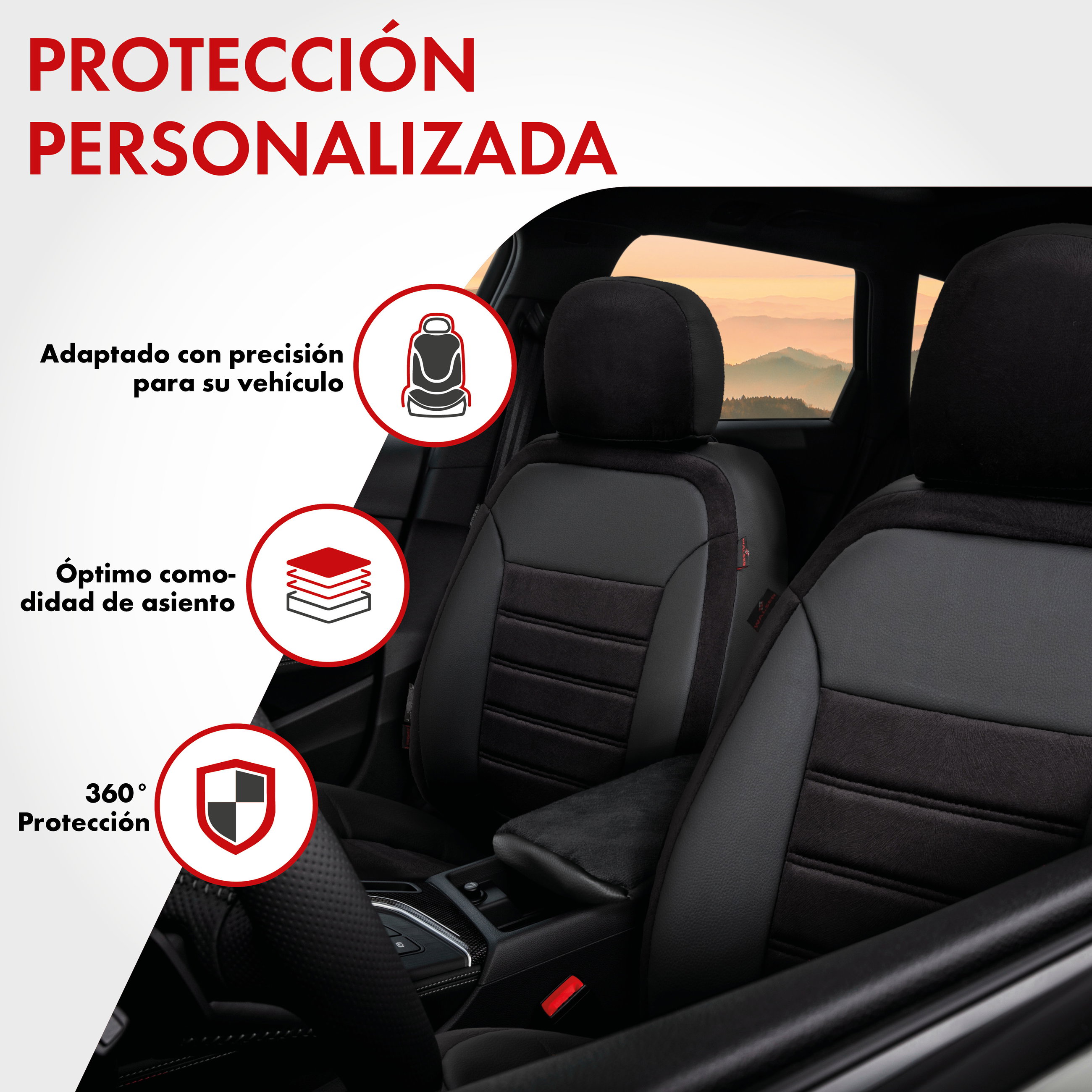 Funda de asiento a medida Bari para Ford Kuga II (DM2) 05/2012-Hoy, 2 asiento individualfundas para asientos estándar