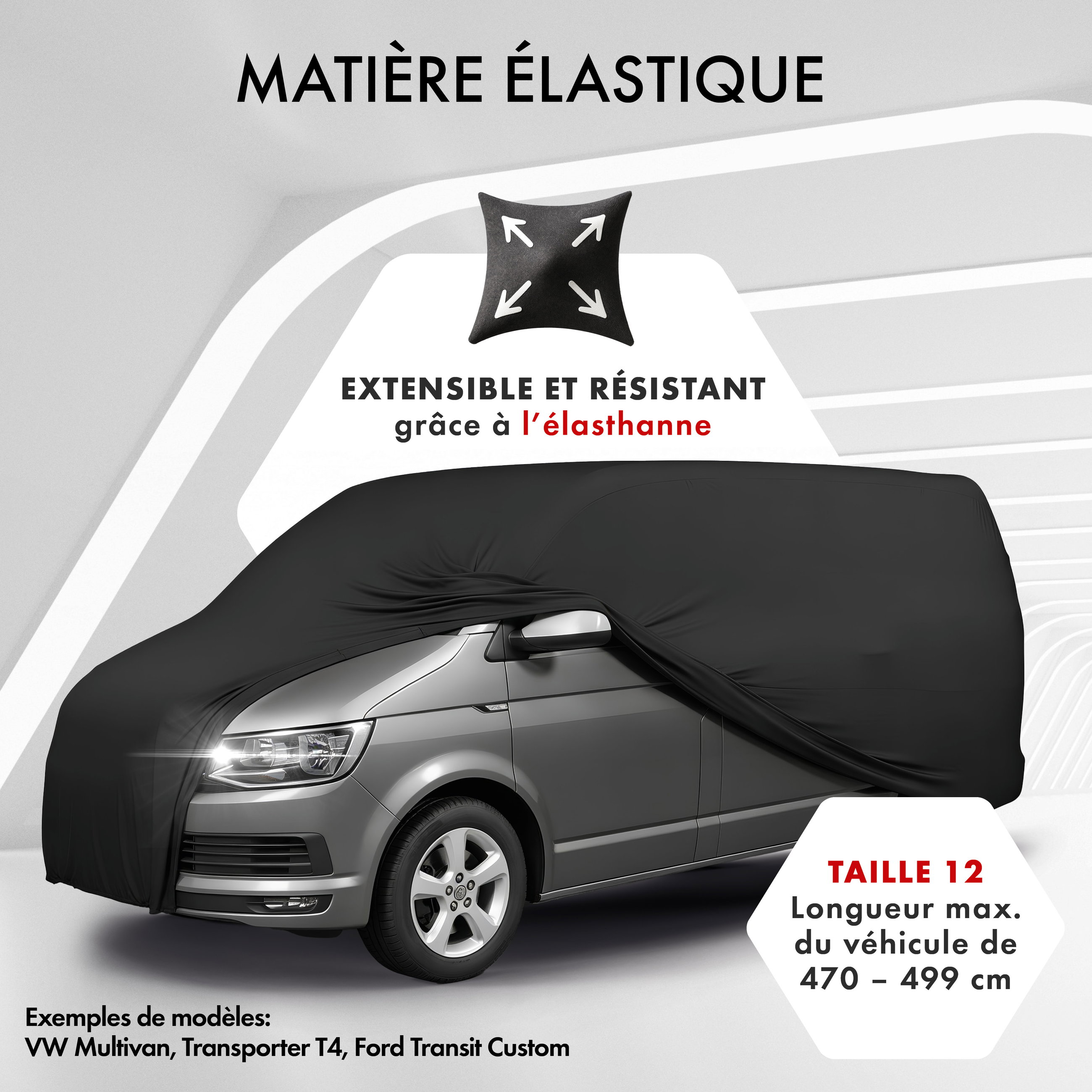 Bache de protection Indoor Stretch Plus, bache pour utilitaire/bus Taille 12 Bus noir