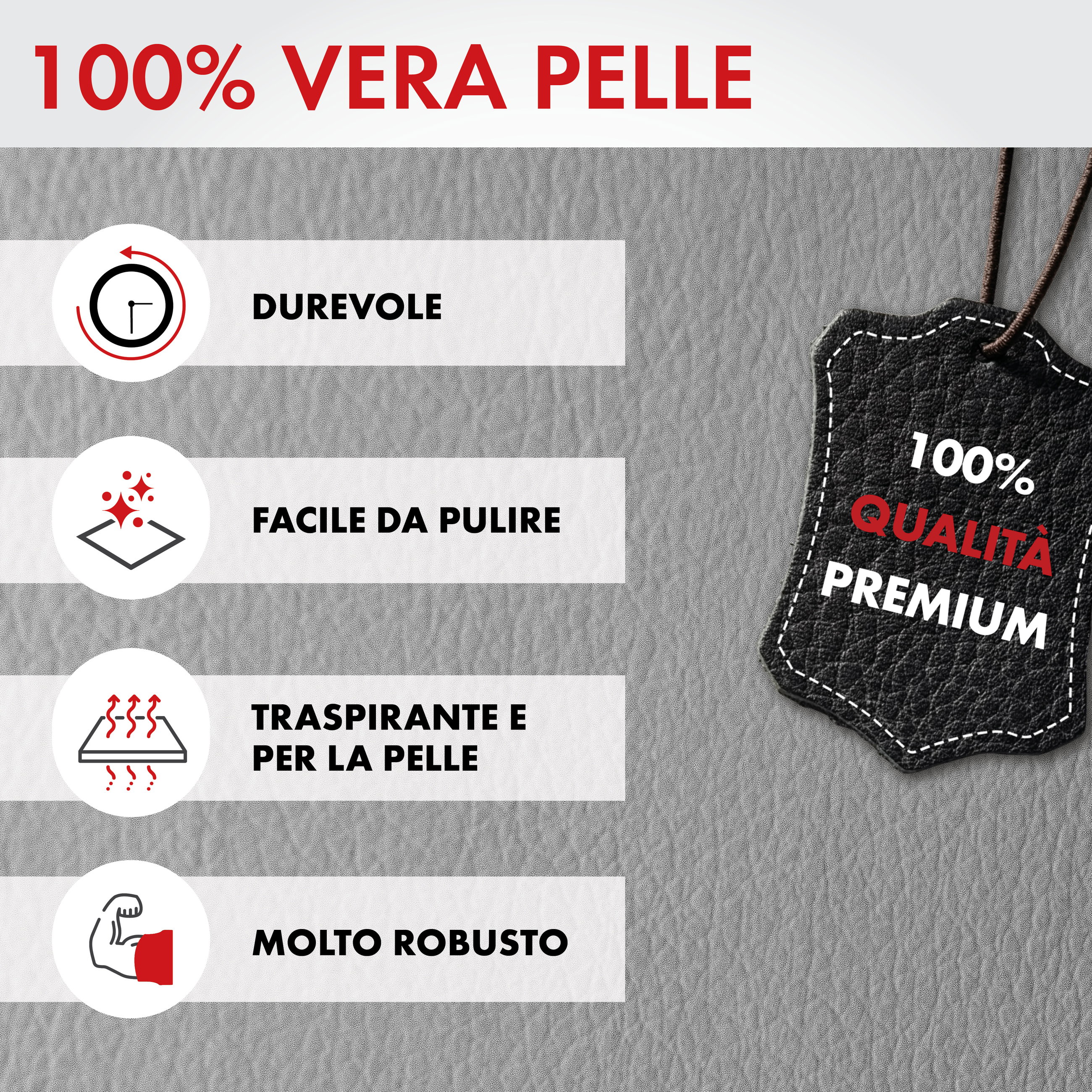 Coprisedili auto Billy in vera pelle grigio ZIPP-IT, 1 pezzo
