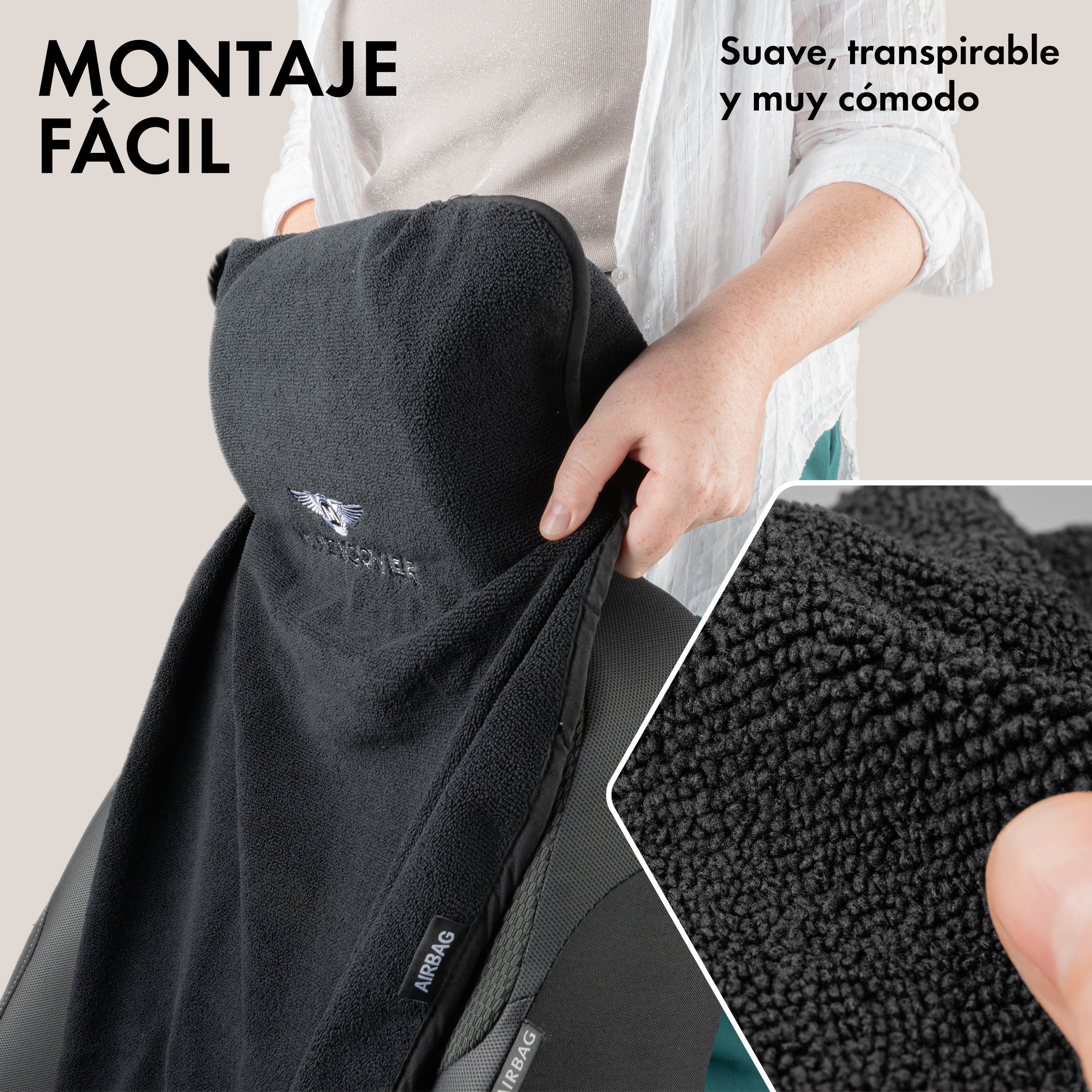 Coche-protector de asiento Multicover, coche-cojín de asiento lavable negro, 1 pieza