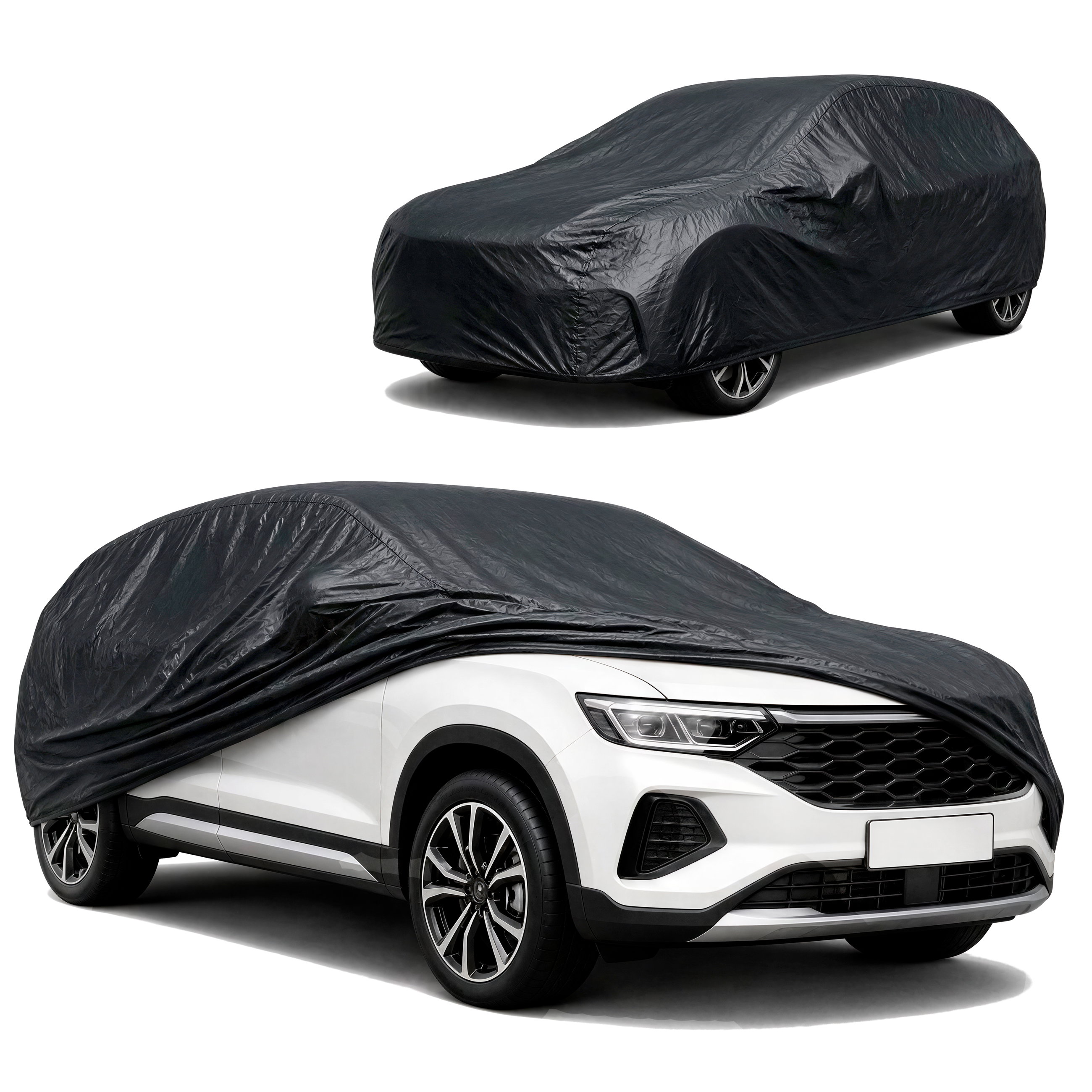 Abdeckplane Auto All Weather, Autoplane Vollgarage Größe 7 SUV/VAN, Autoabdeckung schwarz