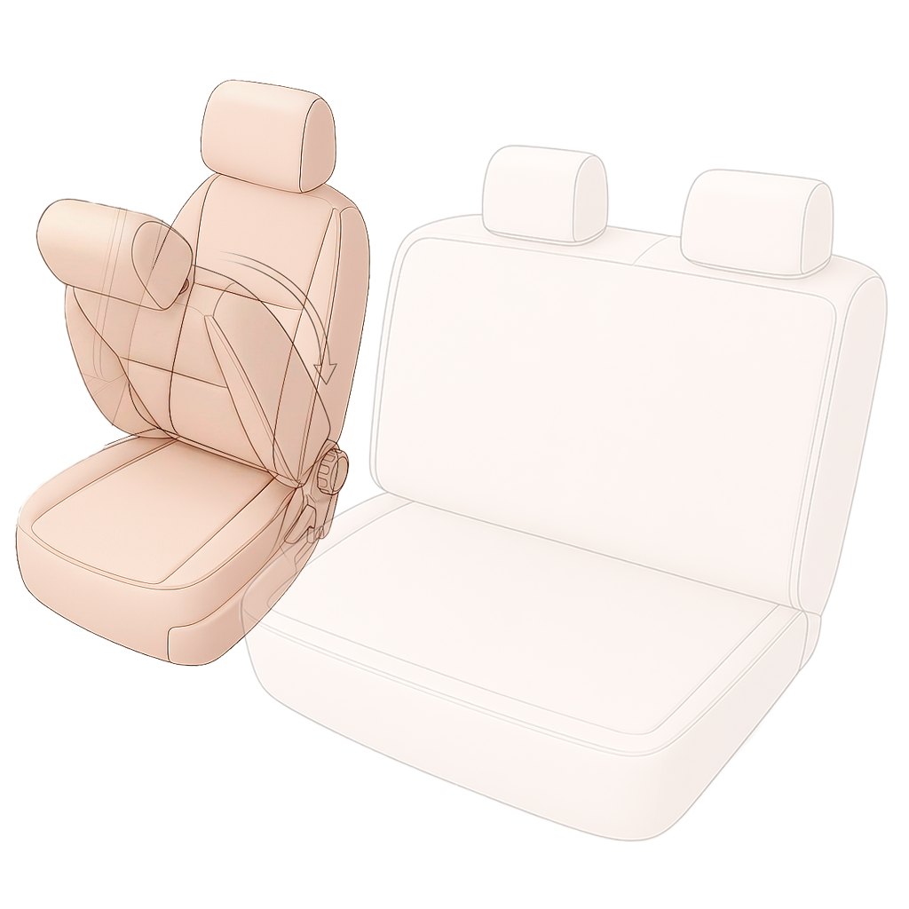 Hoes Performer van 100% polyester compatibel met VW T7/Caravelle T7 Bus (TV, TW), 1 enkele achterstoel - rechts achter de voorpassagier