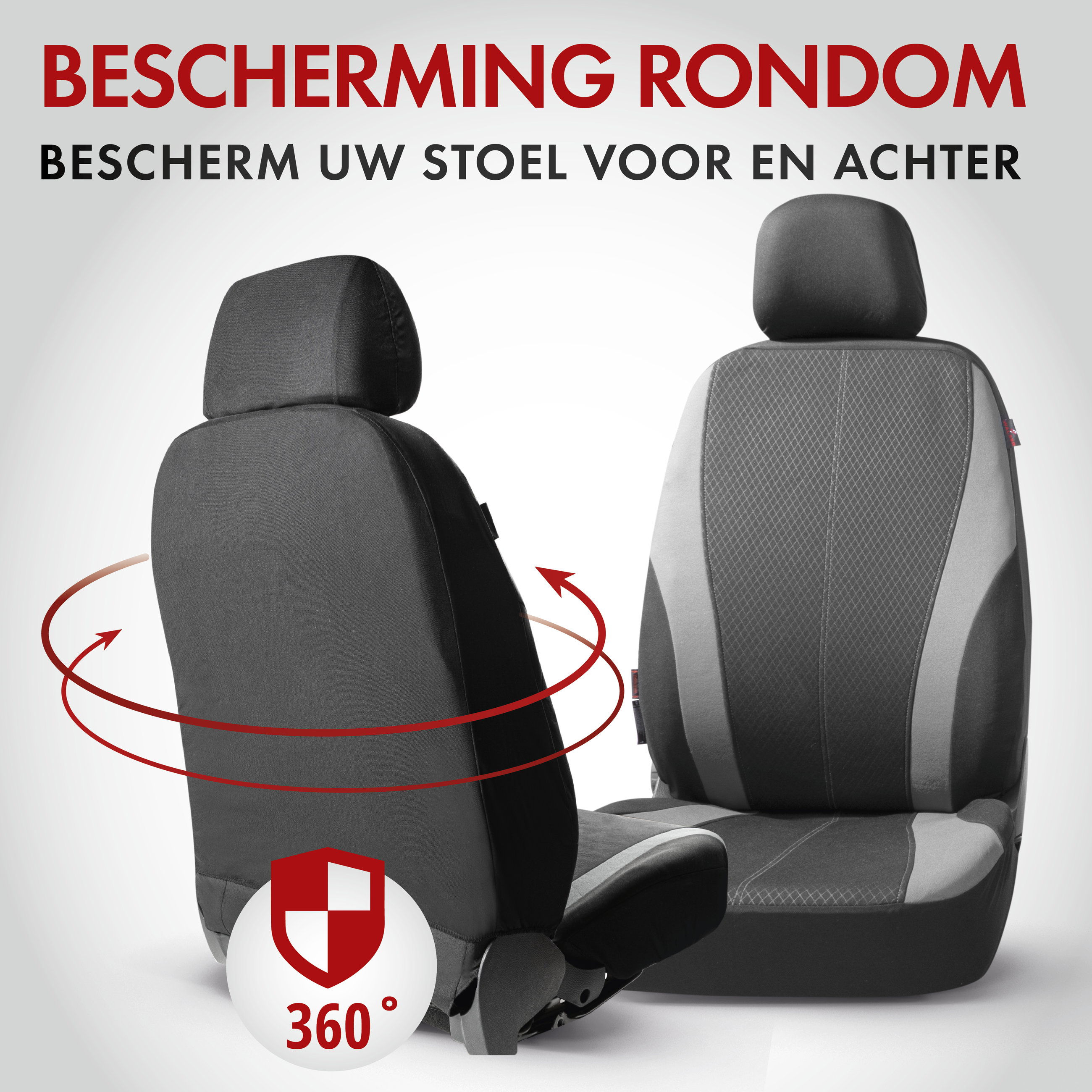Autostoelbekleding Dundee met Zipper ZIPP-IT, Autostoelhoes set, 2 stoelbeschermer voor voorstoel, 1 stoelbeschermer voor achterbank zwart/grijs