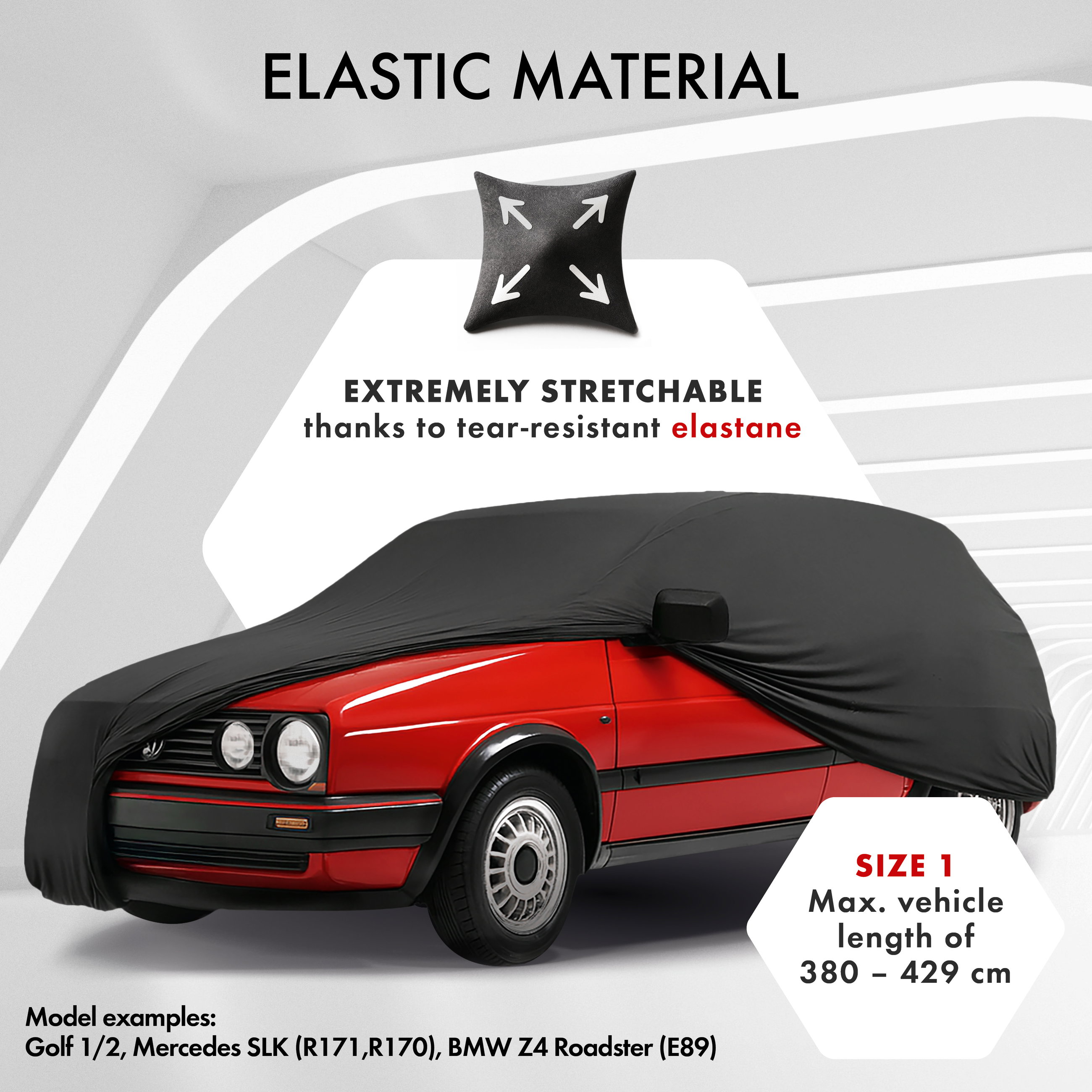 Car cover Indoor Stretch Plus size 1 car black