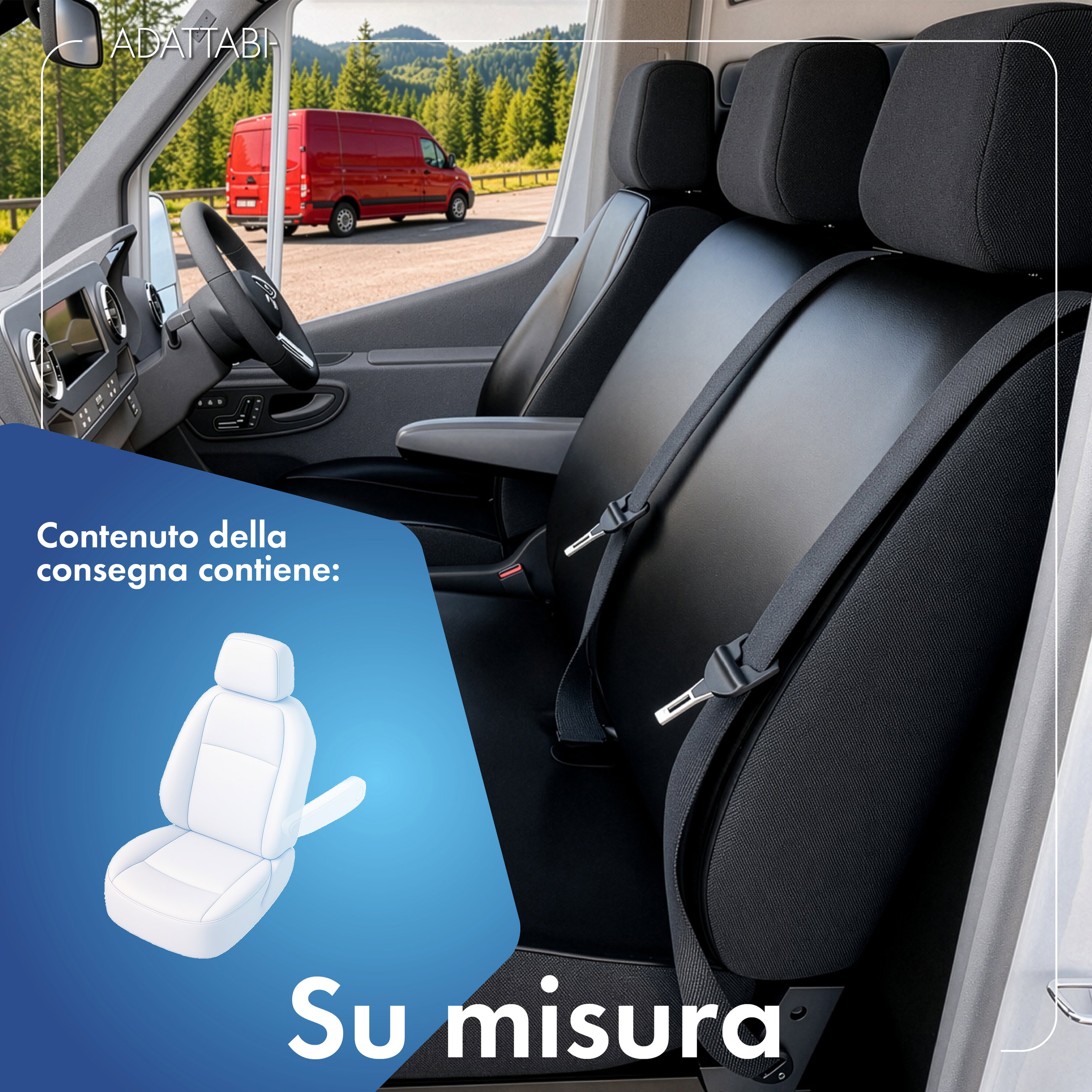 Transporter Coprisedili in similpelle per Opel Combo D, 1 sedile singolo passeggero anteriore (incavo del bracciolo a sinistra)