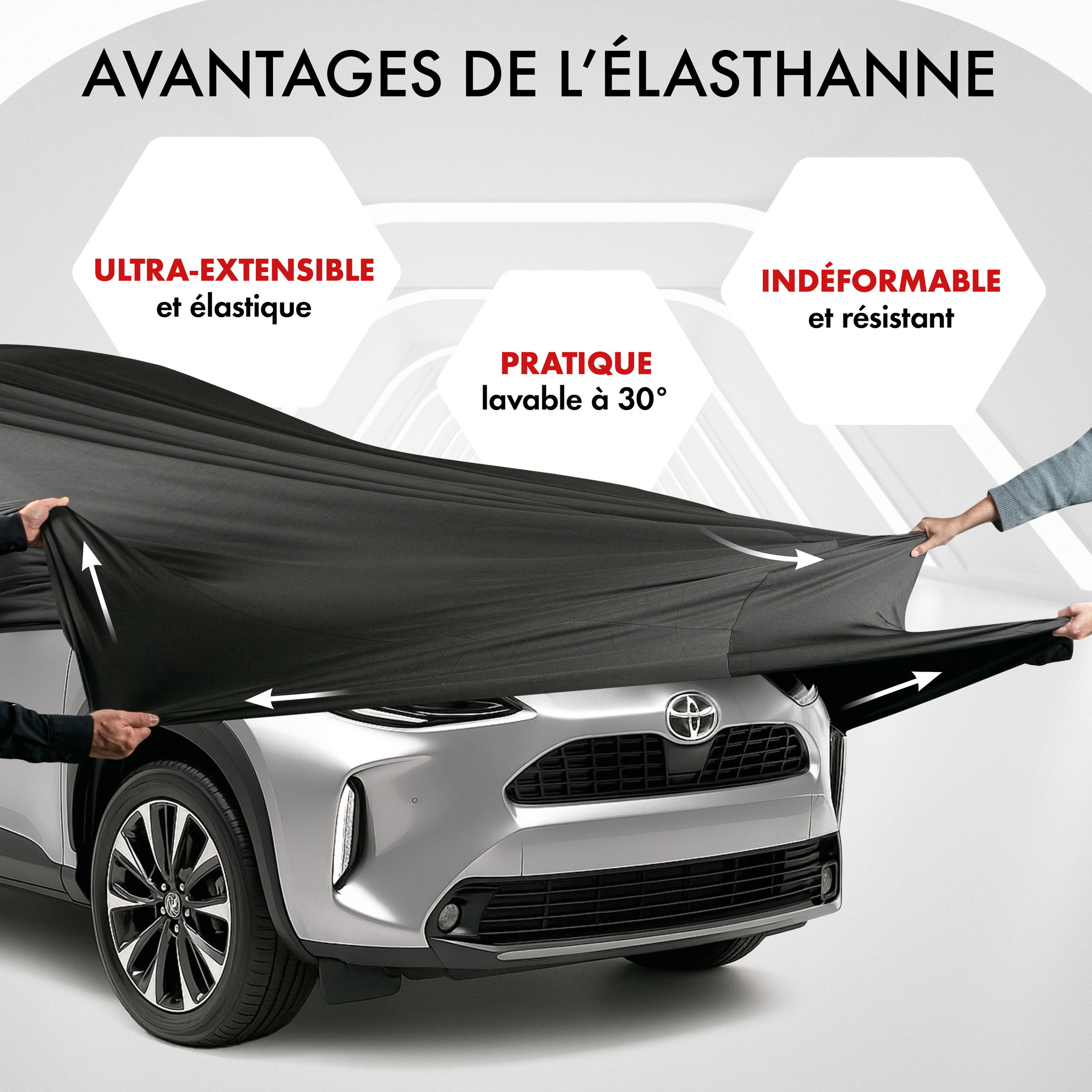 Premium housse de voiture Indoor Stretch, bâche complet pour l'interieur Plus taille 7 SUV/VAN noir