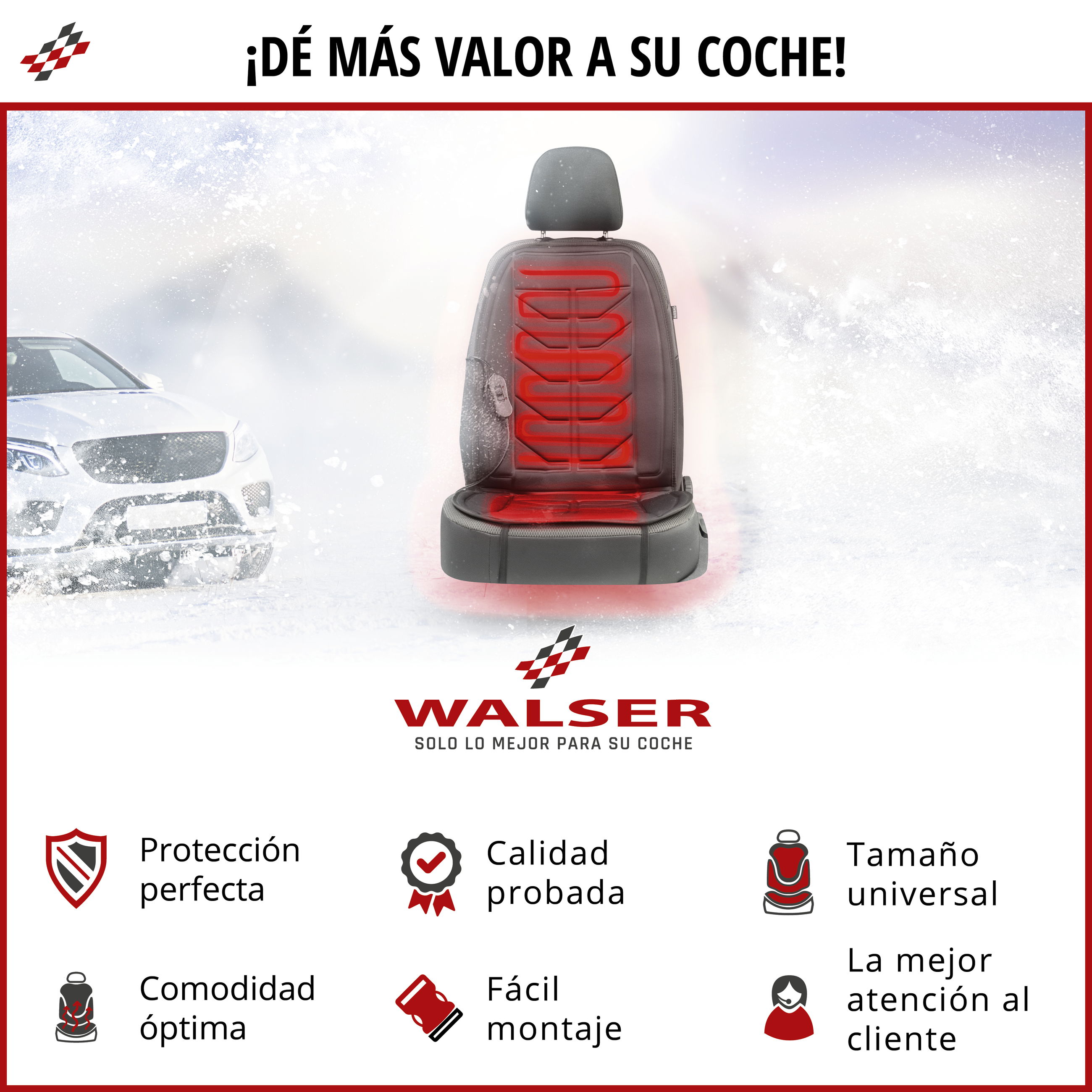 Werbung, Plakat, Auto, Transport, Fahrzeug, Autositz, Sitz”,“rot hervorgehoben”]} The above seems wrong: should be German. Provide 5 concise tags in German. The image shows car seat with red highlight interior. Tags: Kindersitz? It's a car seat. In German