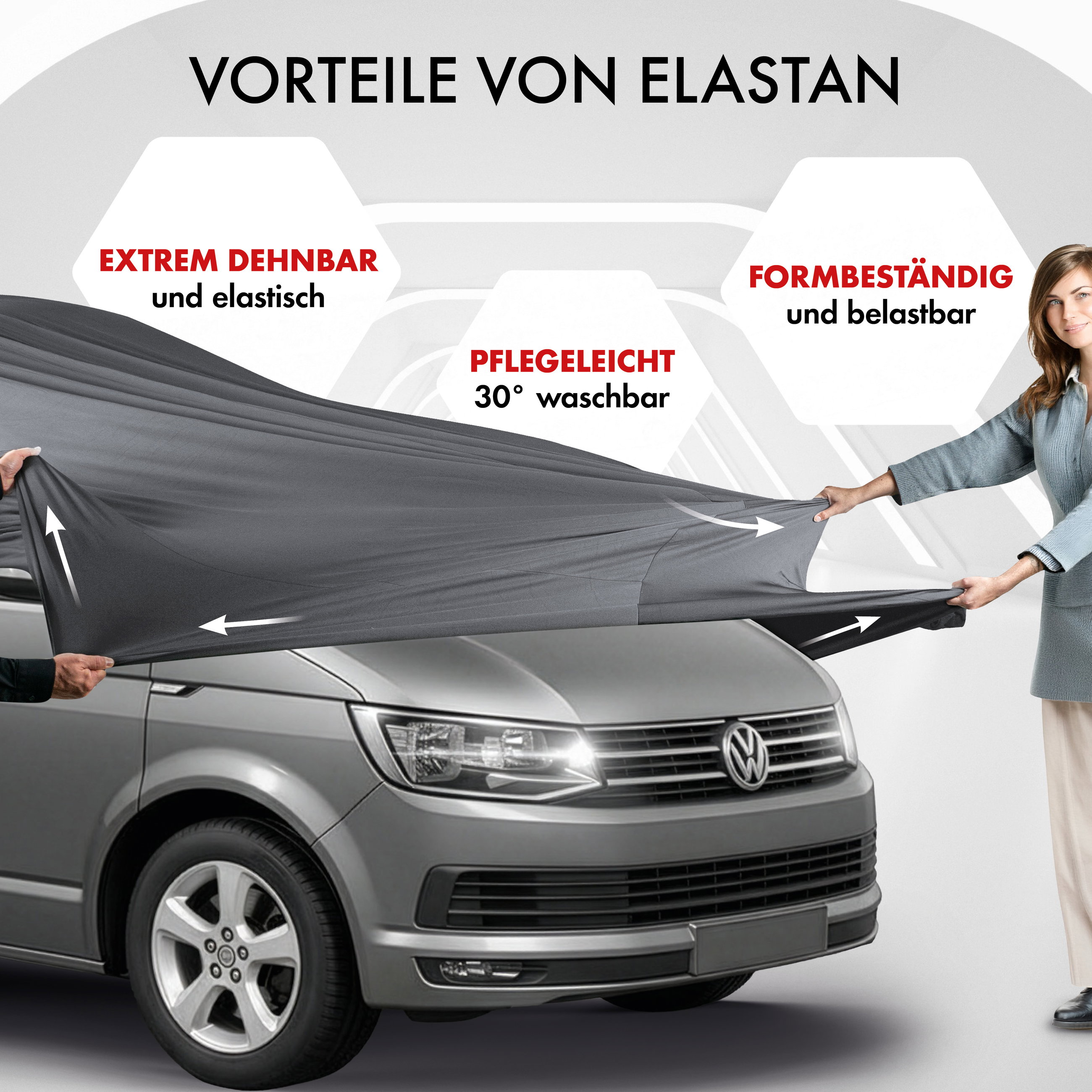 Autoplane Indoor Stretch Plus, Transporter/Bus Abdeckplane Größe 12 Bus anthrazit