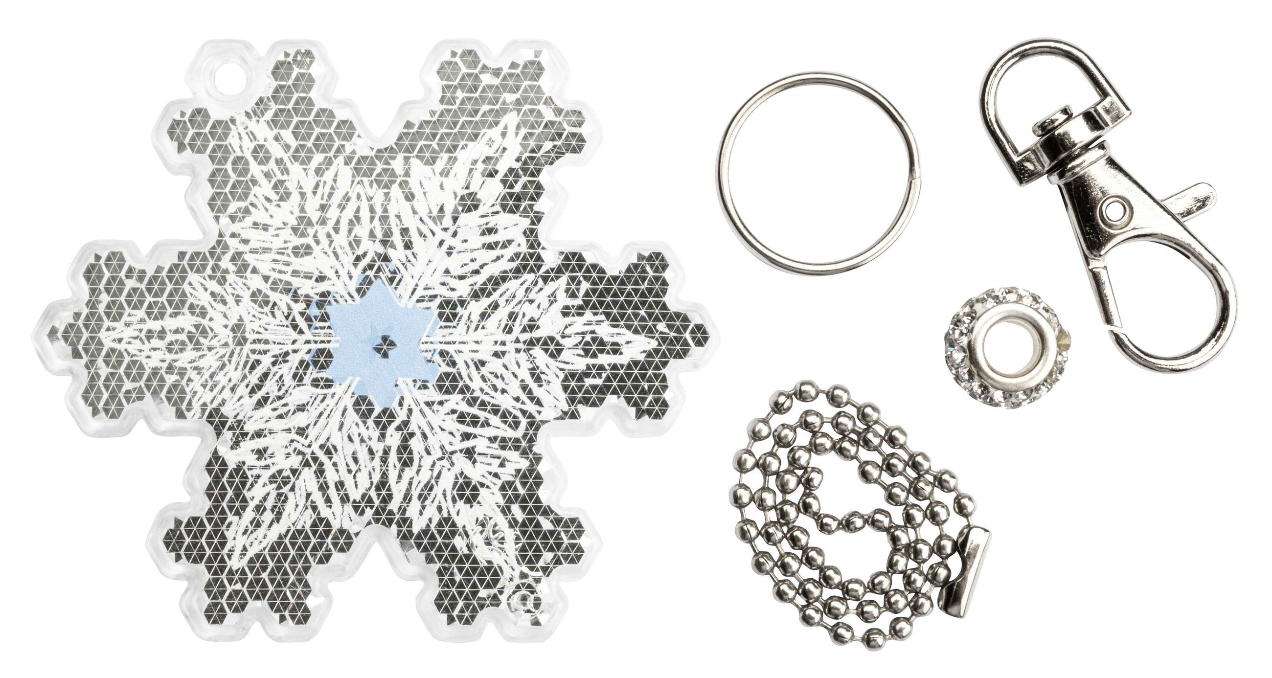 Pendentif réflecteur pour enfants Flocon de neige, pendentif réfléchissant blanc Pendentif réflecteur pour enfants Flocon de neige, pendentif réfléchissant blanc