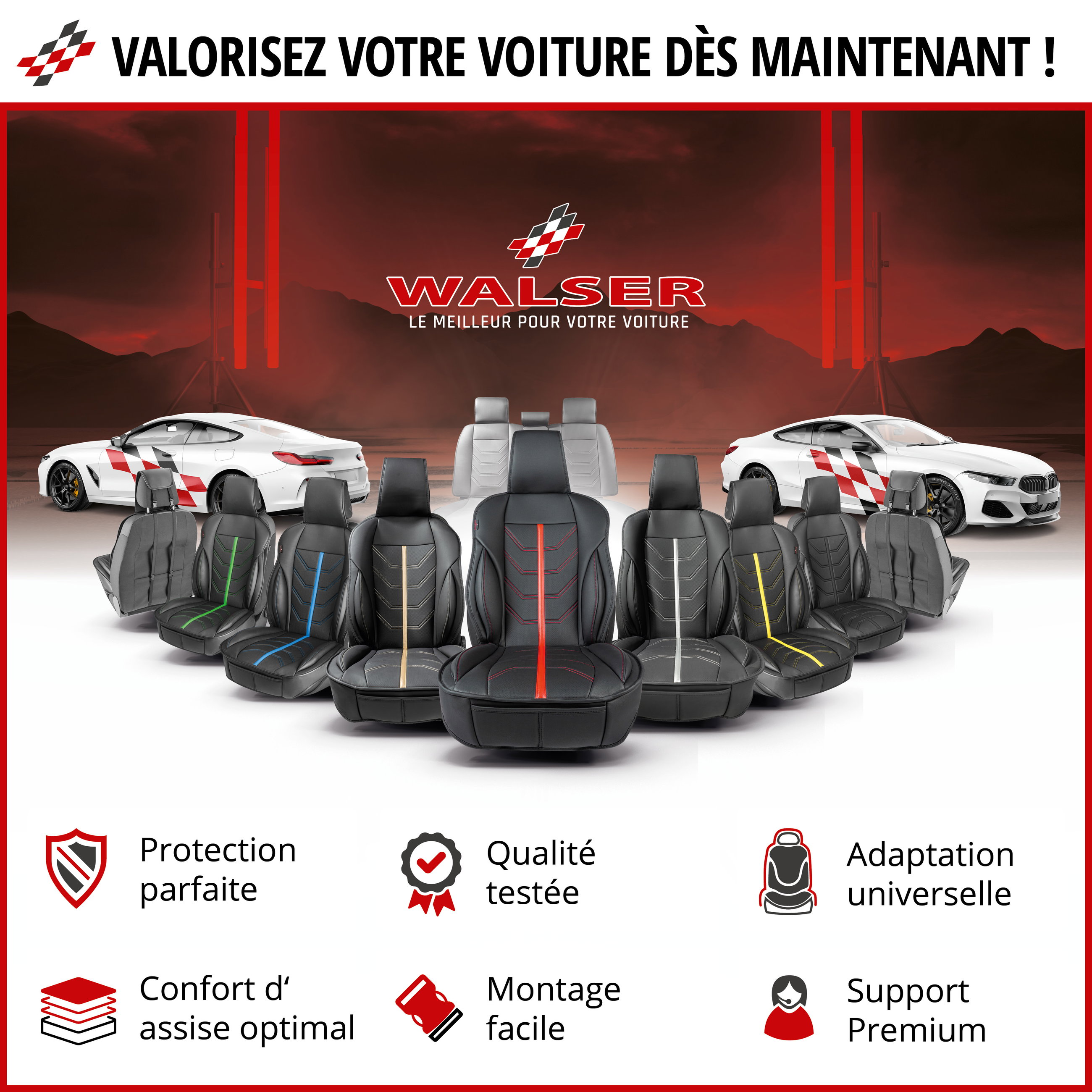 Autositze, Autozubehör, Sitzbezüge, Stoff- oder Lederbezug, Farbige Streifen