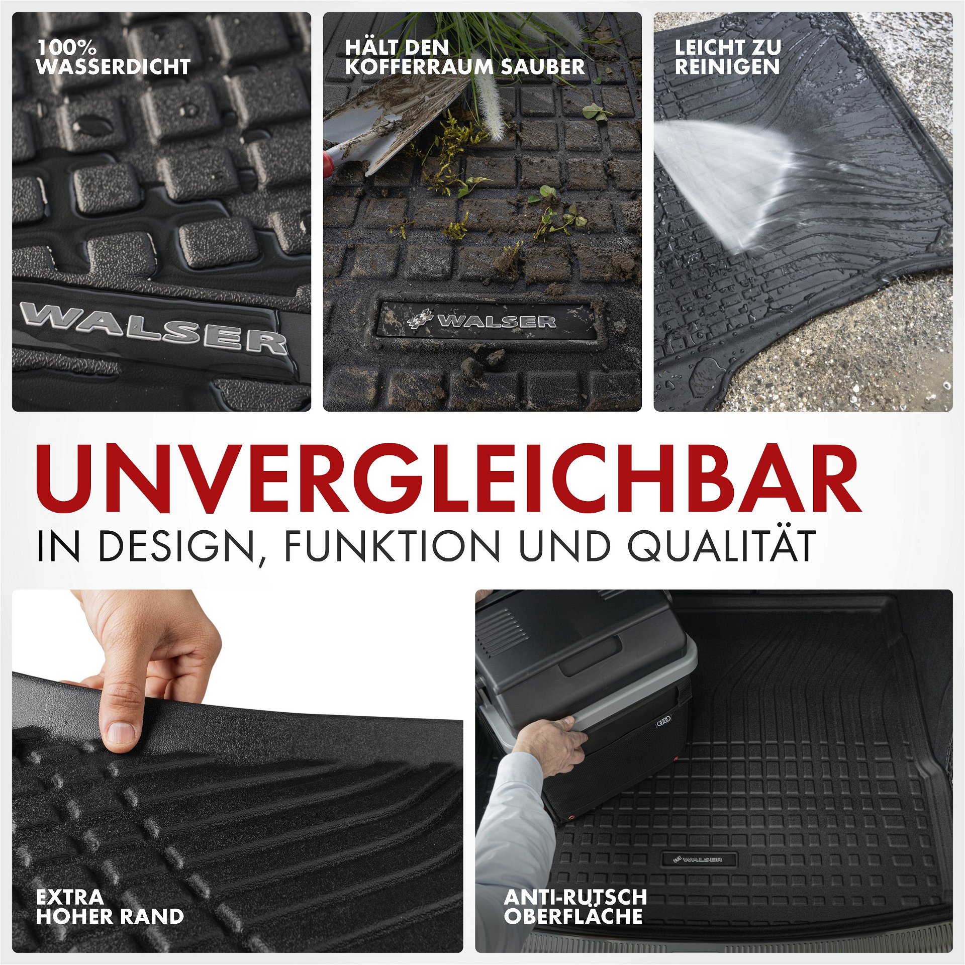 WALSER Tapis De Sol Sur Mesure XTR En Caoutchouc Compatible Avec Skoda Superb 2 (3T4, 3T5) 2008 - 2015, Tapis Voiture En Caoutchouc, Tapis De Pied