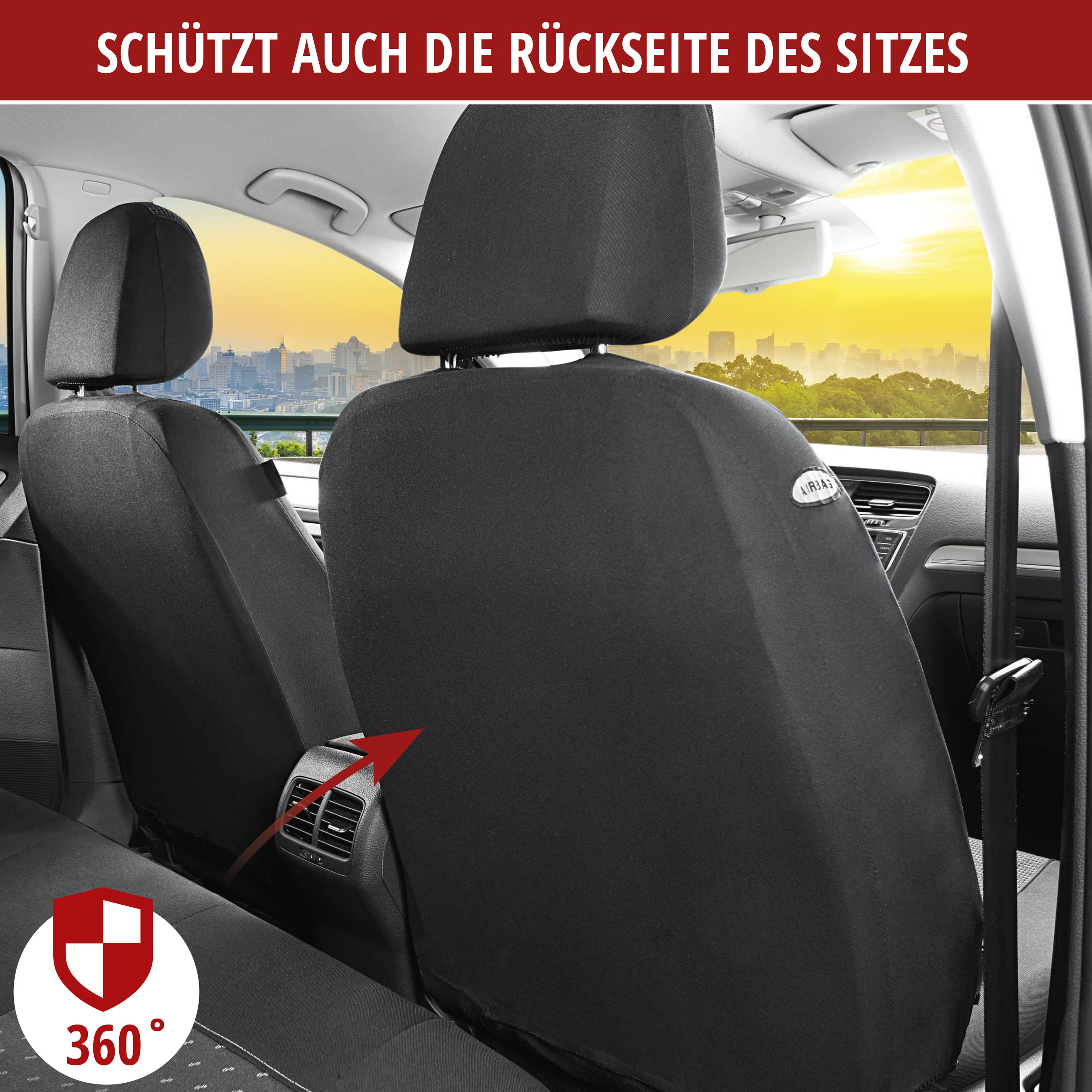 Autositzbezug Premium DotSpot, PKW-Schonbezüge für 2 Vordersitze grau/schwarz