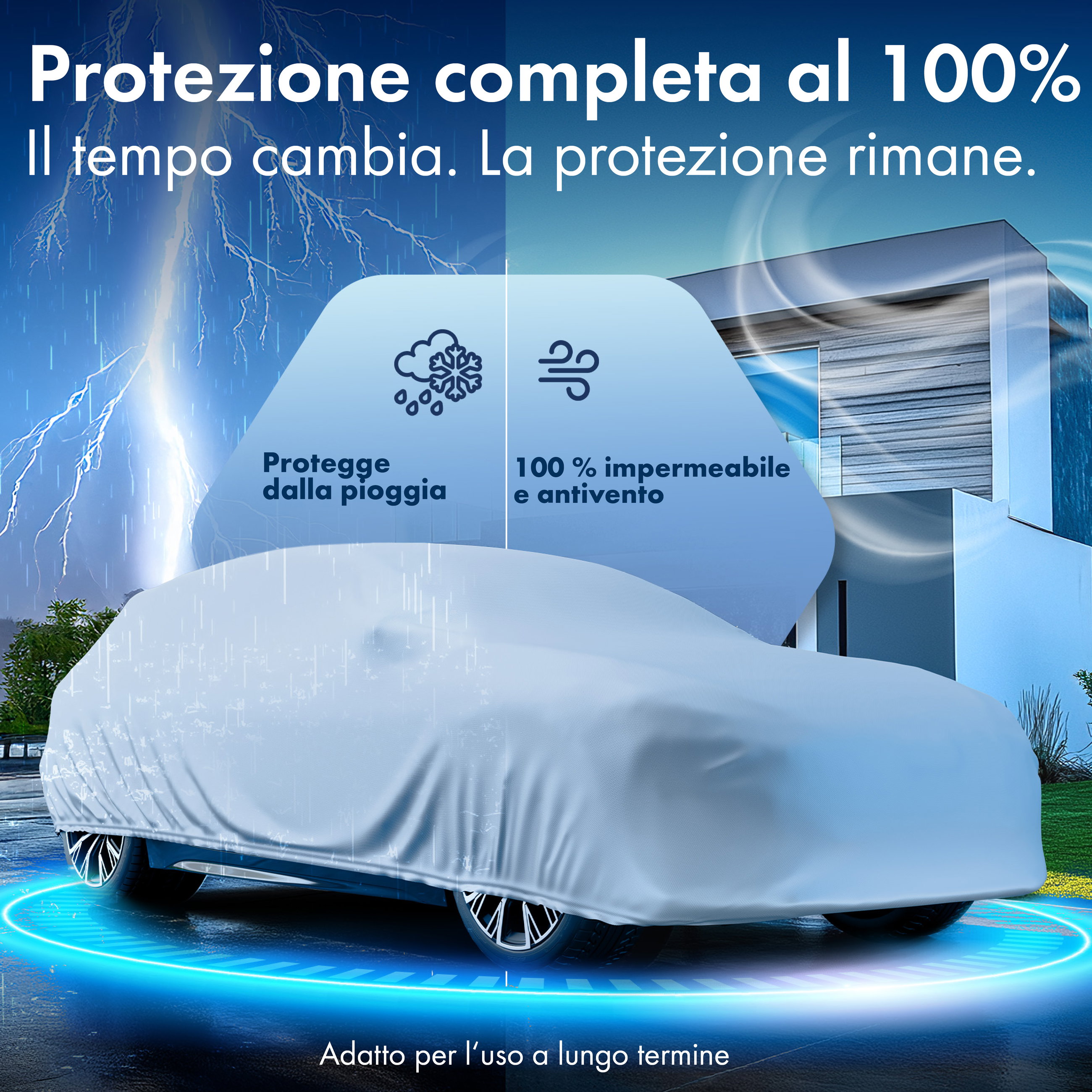 Telone per auto, telone auto garage completo Combi misura L argento