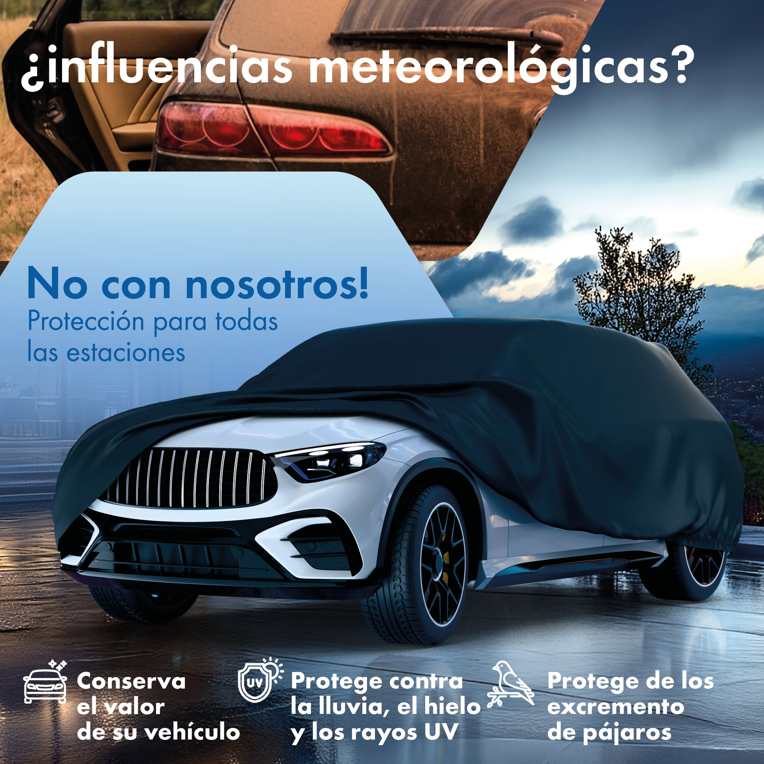 Cubierta protectora de coche All Weather, funda de coche funda integral talla 7 SUV/furgoneta, funda para coche negro